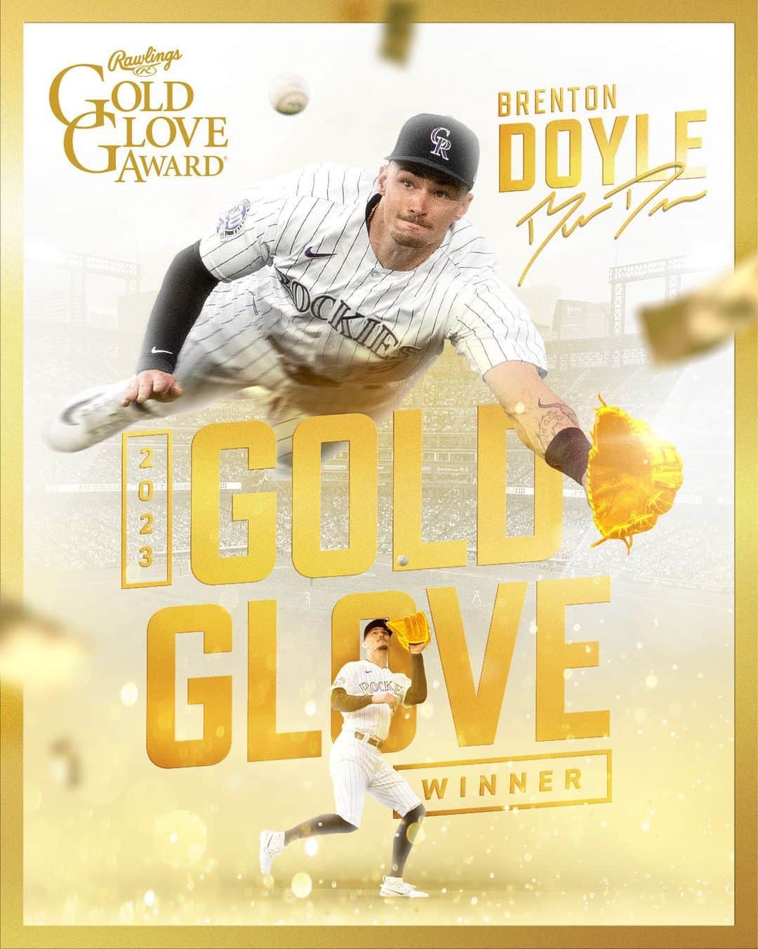 コロラド・ロッキーズのインスタグラム：「THAT’S OUR CENTER FIELDER, AND ✨ROOKIE ✨ GOLD GLOVE WINNER!  Congratulations, Brenton!」