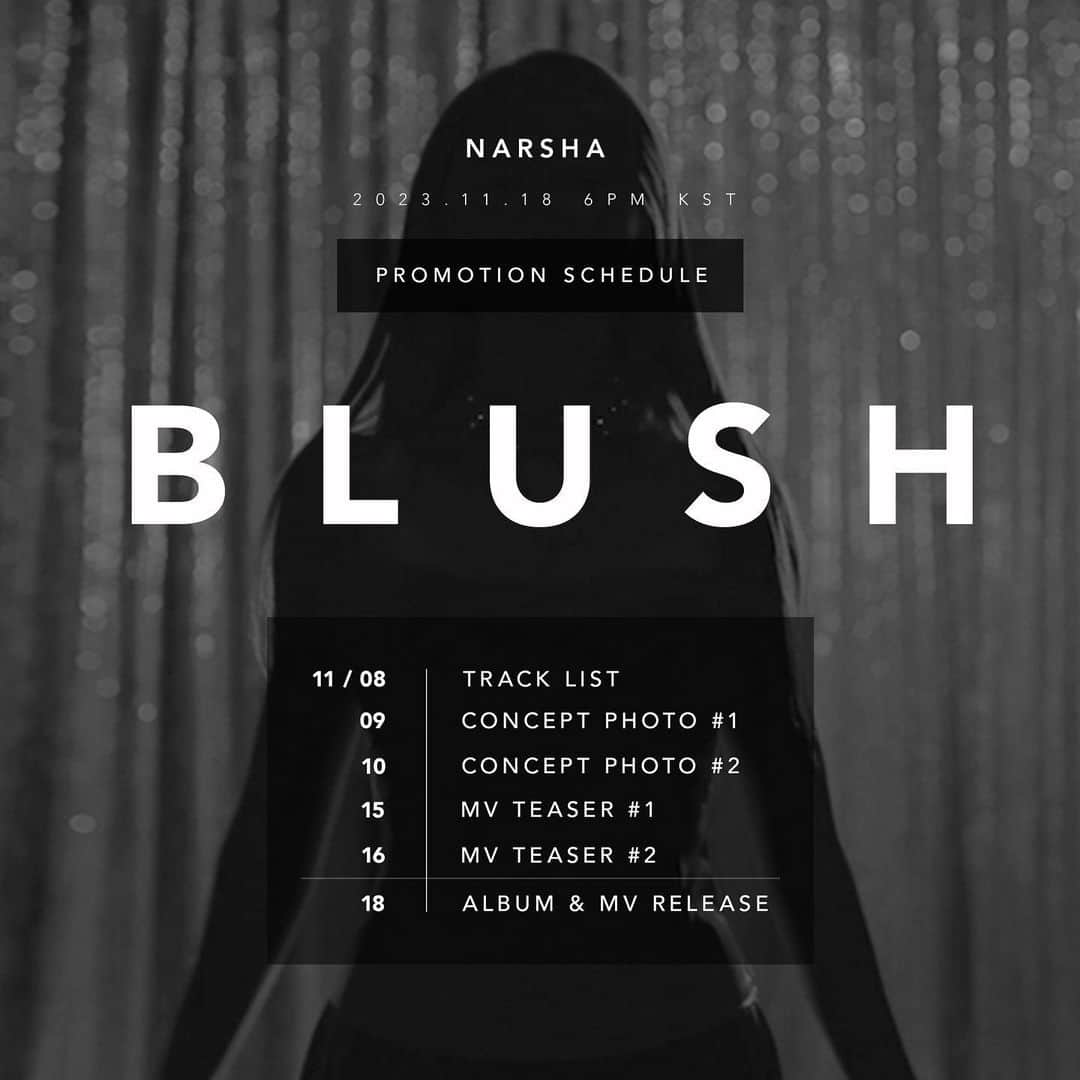 ナルシャのインスタグラム：「2023.11.18.6PM KST #BLUSH #NARSHA」