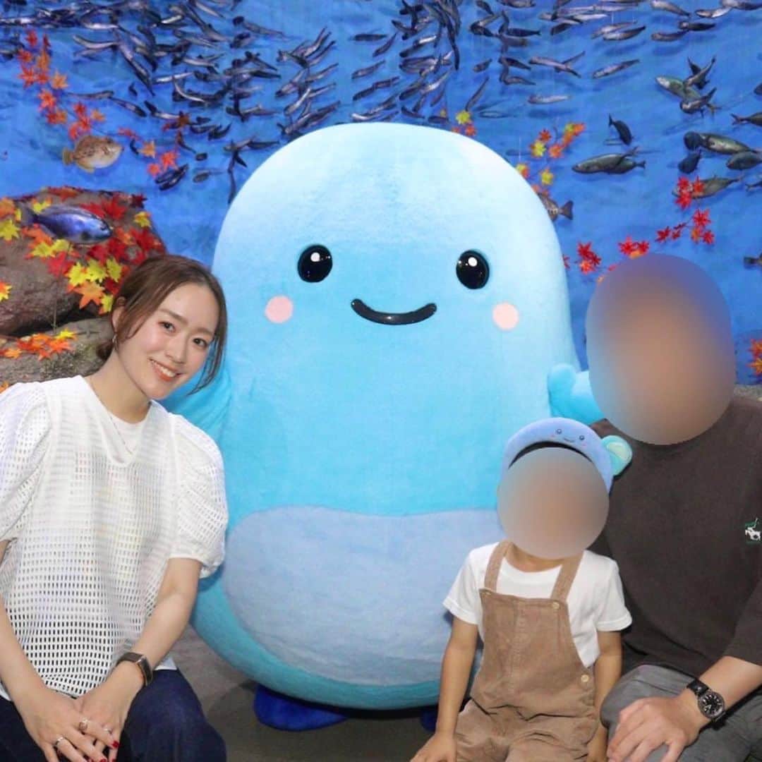 sayumi katoさんのインスタグラム写真 - (sayumi katoInstagram)「思い出の新江の島水族館に息子を連れて🪼 初デートの場所でもあり、9年前に主人がプロポーズしてくれた場所。 ⁡ ニューフェイスのあわたんと一緒に写真も撮れた🤝🏻🩵  ⁡ そして人生初！！ ネコザメを触ってしまったー😍！！ 最初はドキドキしたけれど、本当に大人しい良い子でした✨ キャプションを入力…  #ワーママの日常」11月6日 19時00分 - say_ume