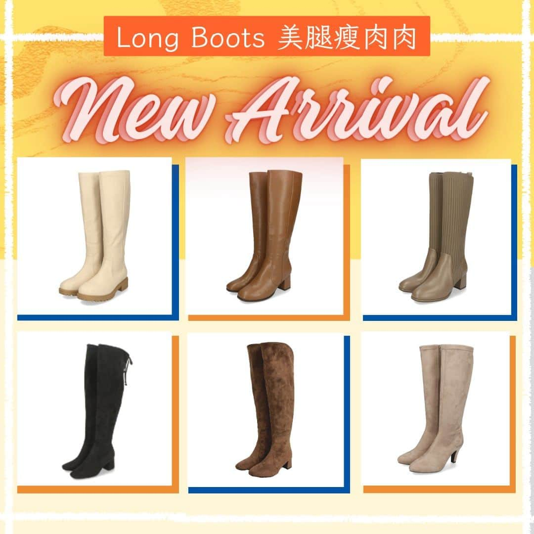 ORiental TRaffic HKのインスタグラム：「【#新品上架 :2023秋冬新款Boots - 高筒靴篇】 冬天必備嘅長Boots👢已經上咗架喇‼無論你是微胖、肉肉或是纖瘦女生，相信今個冬季都可以喺ORiental TRaffic買到啱心水嘅長Boots💁‍♀️皆因ORiental TRaffic已經為大家準備好了不同長度及圍度的長Boots，以下就為大家介紹3款長Boots啦👇👇  ❄️Knit Heel Long Boots 針織一向是秋冬不可或缺的服飾元素之一，這款靴子以微方頭鞋頭 x 針織設計，秋冬感十足🍂。M碼靴款的筒長度約34cm，穿起來剛好到膝蓋以下，而筒圍亦只有約31cm，非常適合手腳纖幼的女生。 立即選購:https://bit.ly/40yARR7   ❄️Tank Sole Long Boots 這款膝下靴靴子共有 3️⃣種顏色可供選擇：經典黑色◾️、流行◽️白色以及暖灰色。腳趾適度圓潤不會夾腳，採用柔軟😍、有彈性的材料，易於穿著。 膝下靴子筒長約38.7cm, 筒圍約36cm(以37碼為例)，穿著後立即展現修長腳型🦵，比例更好!!! 加上4.2 cm低跟設計，雙腳唔容易攰😍，推介俾喜歡平底你!!!❤️ 立即選購: https://bit.ly/3tXfVXB  ❄️Knee High Heel Long Boots 這款經典的及膝高跟長靴鞋頭採用方圓頭設計，加上6.5cm的粗鞋跟，給人一種穩定感❤️，推薦給不喜歡幼高跟的人。這款及膝高跟長靴以柔軟的麂皮材質製成，貼身合身，長度及膝至膝蓋以上，他不挑身形，收起肉肉棉花糖女孩之選👍。仲有黑/杏色可供選擇，如果尚未入手的你，不妨考慮購買一對 。🥰 立即選購: https://bit.ly/3s4Sefz  ➡️新品上架: https://www.orientaltraffic.com.hk/boots ➡️門店地址: https://bit.ly/3QnRXxQ ✨由即日起，凡購買正價鞋款即可享2對8折、3對7折優惠 ✨於ORiental TRaffic網店購物滿$500即享免運費服務 (港澳地區) ✨於ORiental TRaffic網店購物，指定6間門店取貨可享免運費服務 ✨優惠貨品數量有限，售完即止。 優惠受條款及細則約束。  #ORientalTRaffic #ORientalTRaffic網店 #eshop #23AW #NewArrival #Autumn #Winter #boots #日本 #日本品牌 #新貨上架 #秋季鞋款 #冬季鞋款 #秋冬新品 #鞋款上市 #靴」