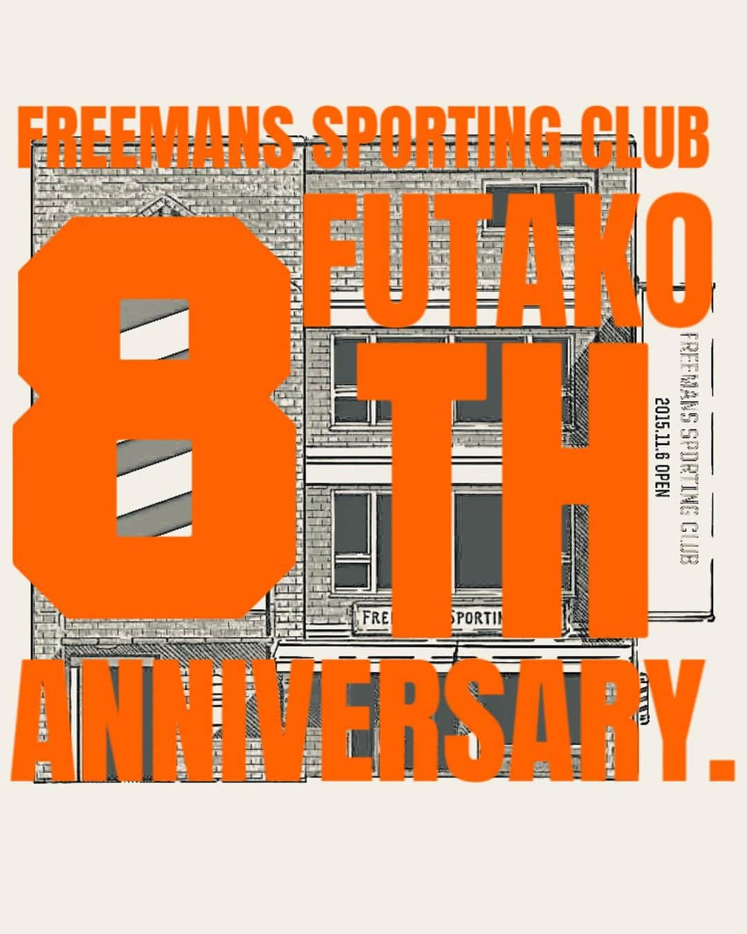 フリーマンズスポーティングクラブのインスタグラム：「. FREEMANS SPORTING CLUB-FUTAKOTAMAGAWA- ８th Anniversary🥂  本日11/6(Mon) FREEMANS SPORTING CLUB 二子玉川店がオープンして、８周年を迎えることができました。  日頃からご来店いただいているお客様、誠にありがとうございます。」