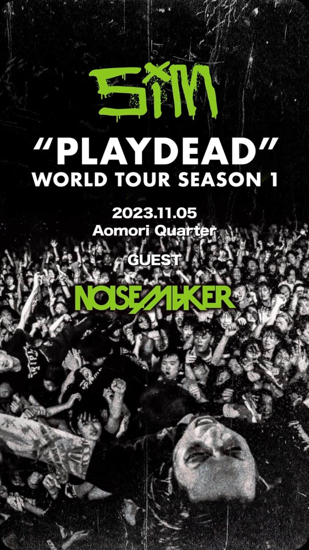 SiMのインスタグラム：「“PLAYDEAD” WORLD TOUR SEASON 1 at 青森Quarter  GUEST：NOISEMAKER  filmed by @JieiMogi   #SiM #SiM6th #PLAYDEAD」
