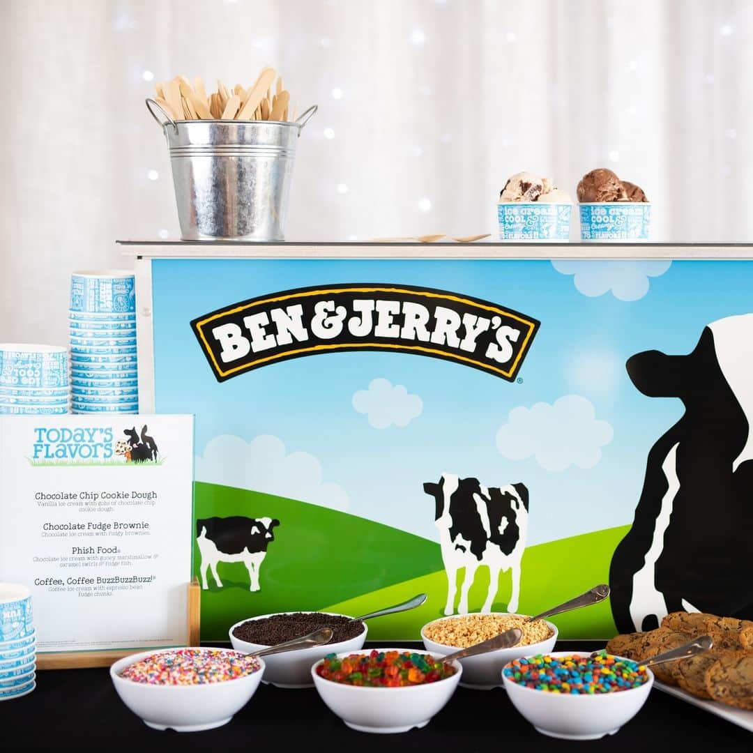 Ben & Jerry'sのインスタグラム：「Do we hear wedding bells? 💍 Book custom ice cream catering for your big day! Get a quote today and wow your guests with a fun and unique dessert experience. Link in our bio!」