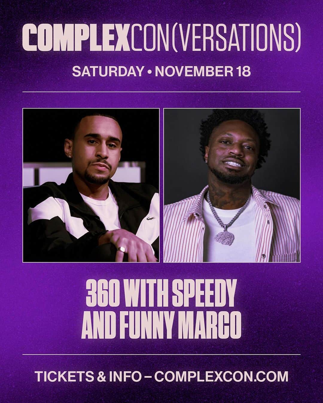 COMPLEXさんのインスタグラム写真 - (COMPLEXInstagram)「Come see @funnymarco on 360 with @speedymorman at ComplexCon 😂 Tickets at the link in @complexmusic bio 🔗」11月7日 1時54分 - complex