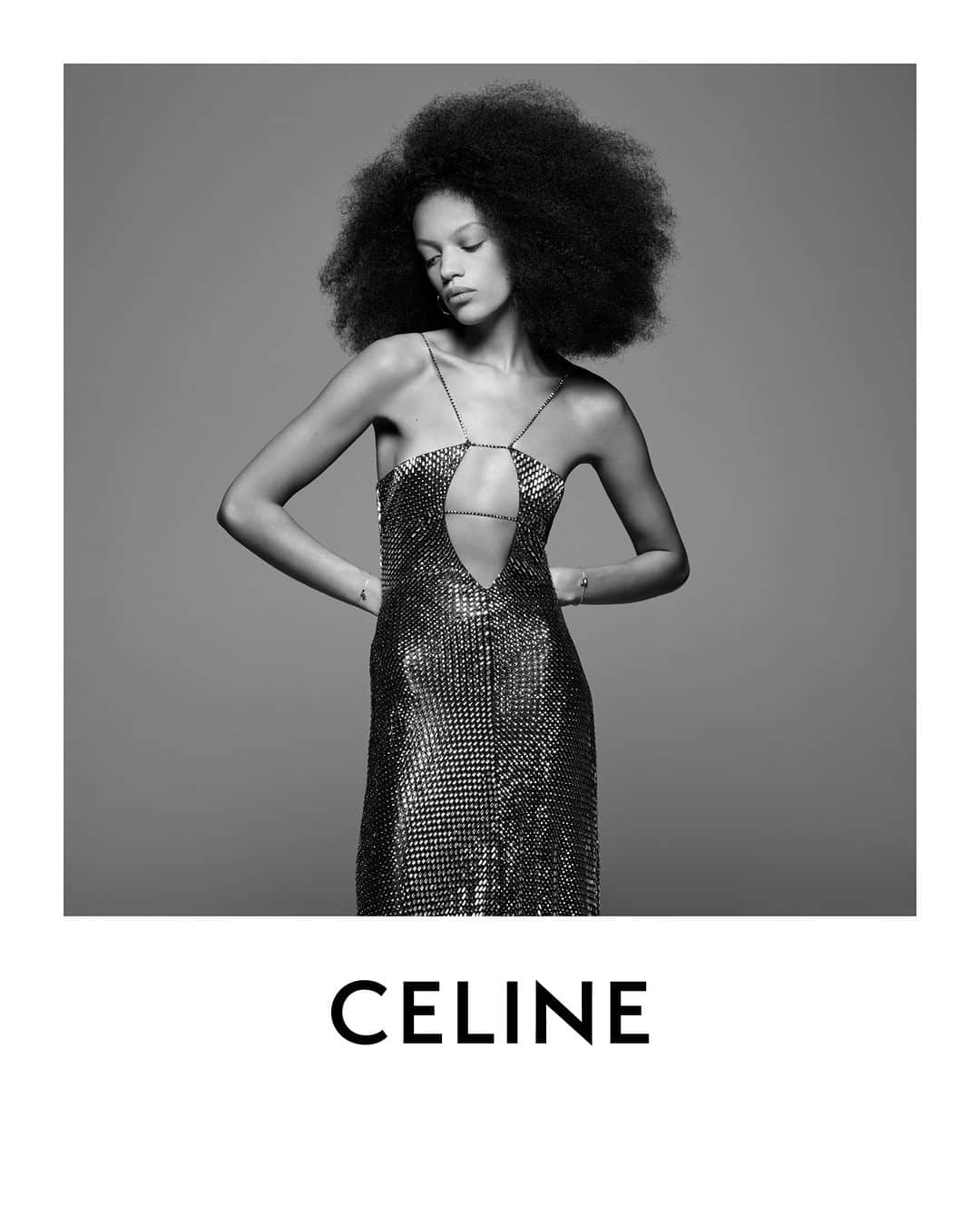 Celineさんのインスタグラム写真 - (CelineInstagram)「LA COLLECTION DES GRANDS CLASSIQUES 07  CELINE EMBROIDERED DRESS  COLLECTION AVAILABLE NOW IN STORES AND ON CELINE.COM  KUKUA @HEDISLIMANE PHOTOGRAPHY AND STYLING PARIS SEPTEMBER 2023  #CELINEBYHEDISLIMANE」11月7日 2時00分 - celine