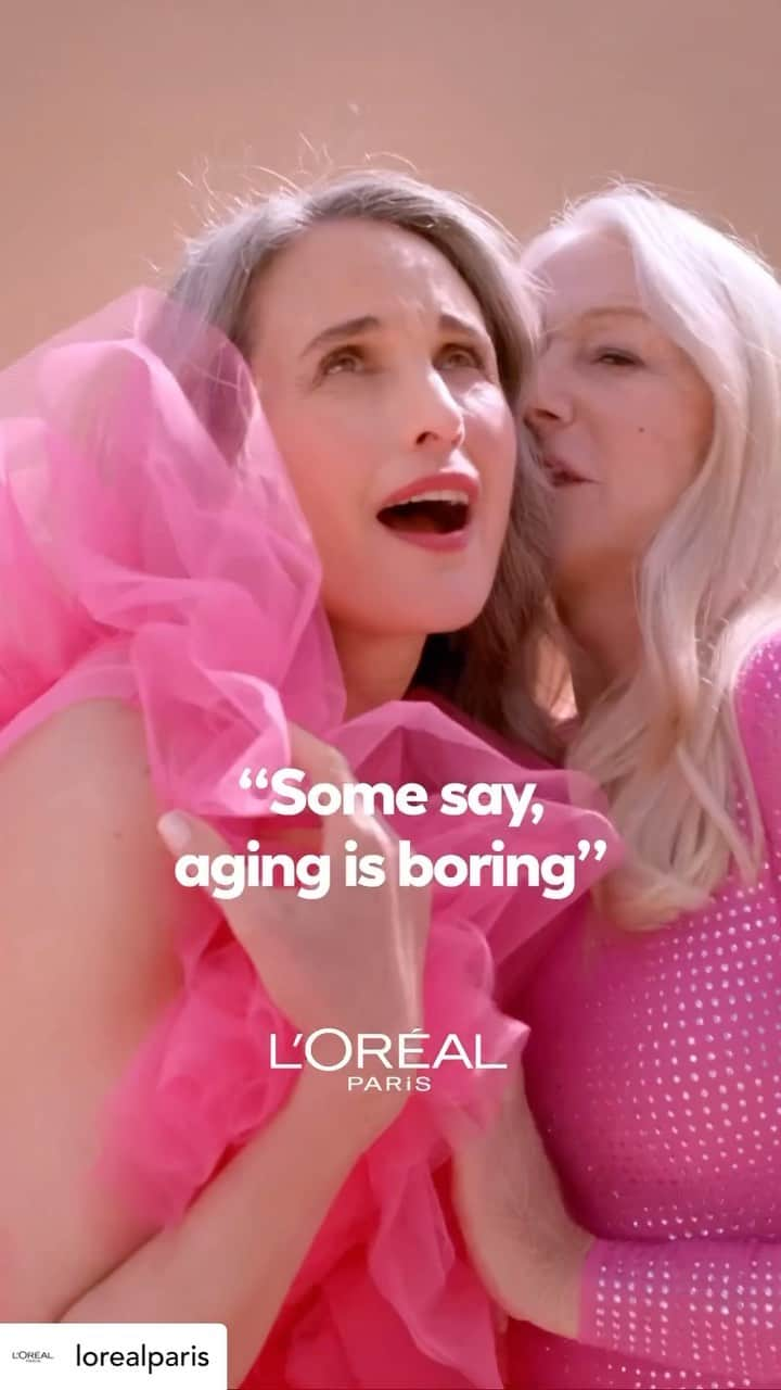 ValGarlandのインスタグラム：「Pinkissimo Glow 🌸🌸🌸  @lorealparis @helenmirren #andiemacdowell   #lorealparis #valgarland #ageperfect #yourworthit」