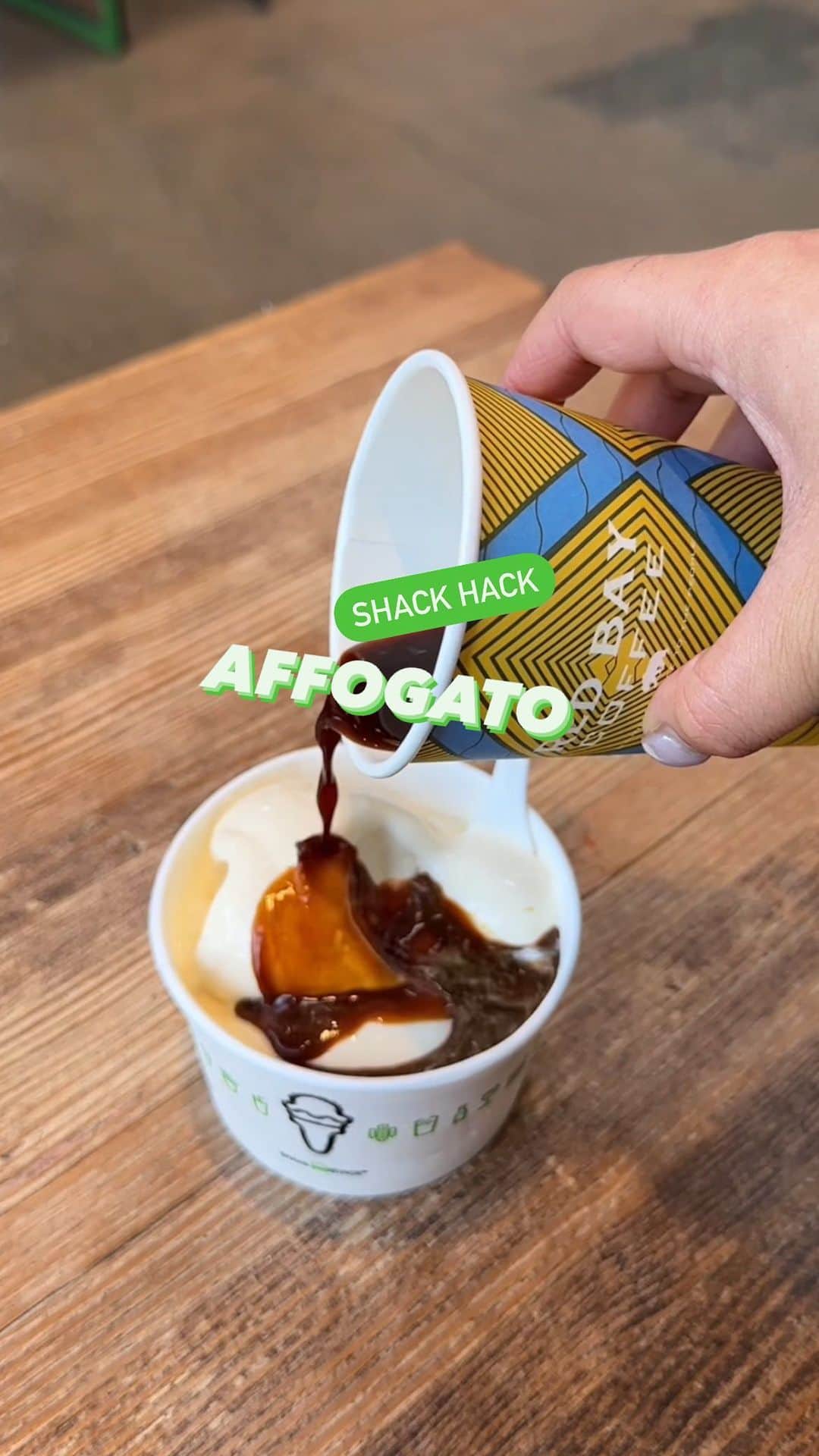 SHAKE SHACKのインスタグラム：「Our frozen custard + our Cali neighbors @redbaycoffee espresso = Best. Shack Hack. Ever. Watch how to make our version of an affogato! ☕️」