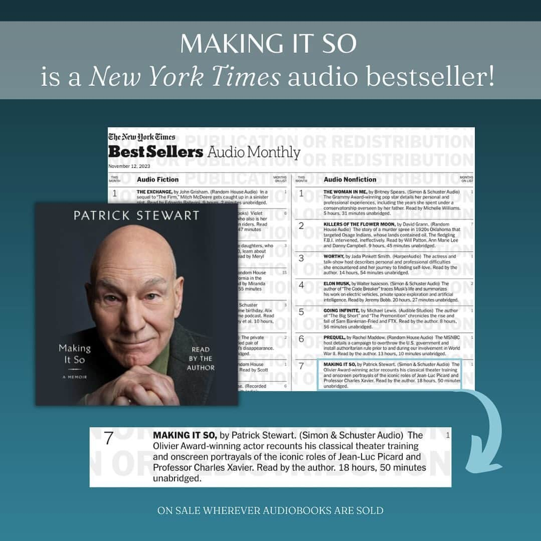 パトリック・スチュワートのインスタグラム：「Thank you all so much for listening to the audiobook version of my memoir! When I recorded it, I wanted it to feel like I was in conversation with you telling my life story and I’m delighted that so many of you chose to listen.」