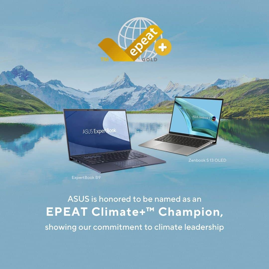 ASUSのインスタグラム：「We are honored to be named as an EPEAT Climate+ Champion!🌱👑 Swipe to the end to learn more about EPEAT Climate+ 👀 ⁣ ⁣ Check out www.epeat.net for registration status and tier levels by country. ⁣ ⁣ #ASUS #ASUSESG #SustainingAnIncredibleFuture」