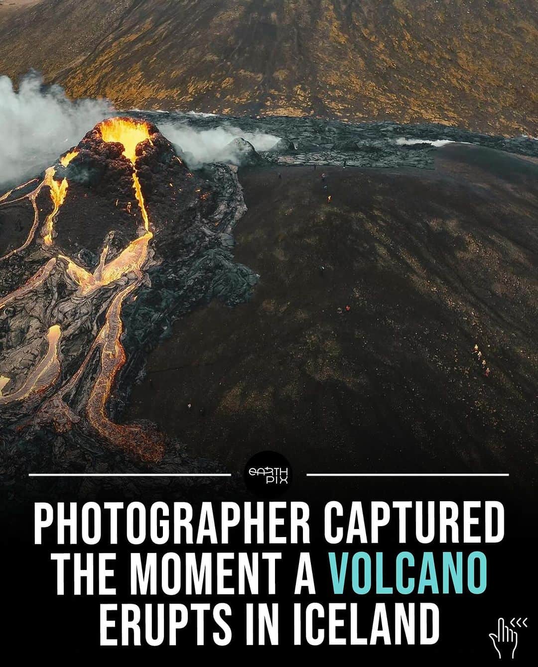 Earth Picsのインスタグラム：「Photographer @bsteinbekk captured these stunning visuals of a volcano erupting near Reykjavik, Iceland 🌋🇮🇸   📷: @bsteinbekk」