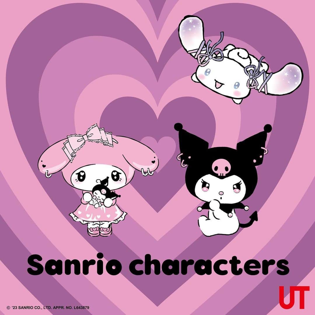 ユニクロのインスタグラム：「Sanrio characters UT Beloved Cinnamoroll, Kuromi, and My Melody are now available in a gothic lolita style design with a sweet and spicy vibe.   Available Online + In All Stores from November 6th.   @kuromi_project @uniqlo.ut #UT #WITHUT #UNIQLO #Kuromi #mymelody #sanrio #LifeWear  *The launch date and availability differ among regions.」