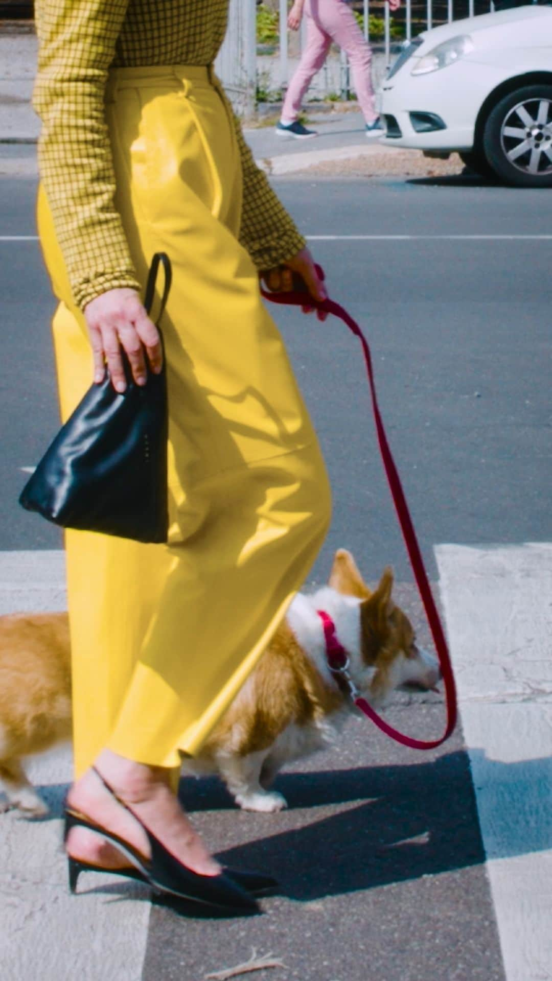 マルニのインスタグラム：「SCENE: MY INNER QUEEN IS DRESSED IN YELLOW TODAY   SETUP: A BIT OF THE BEATLES, A BIT OF THE ROYAL FAMILY, A BIT OF RUTHLESS YELLOW  LOCATION: ON THE CROSSWALK  TIME: IN A HURRY CHARACTER: SIMONA  #MARNIFW23VOL2 AVAILABLE ONLINE AND IN STORES. LEARN MORE VIA LINK IN BIO​  CREATIVITY & PRODUCTION: @SPRINGSTUDIOS MILAN」