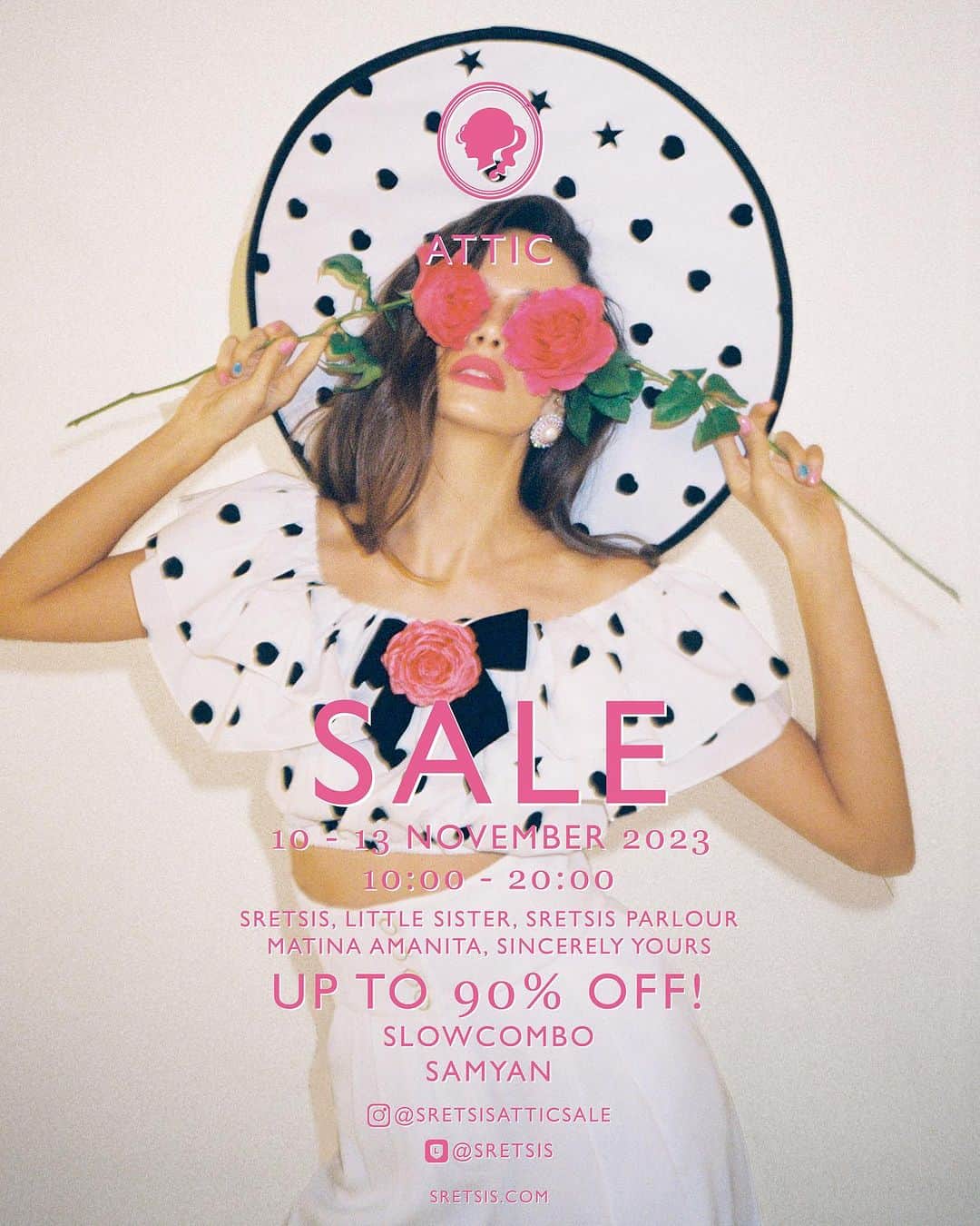 Sretsisのインスタグラム：「@sretsisatticsale 2023 is back with our biggest sale of the year! Shop beloved pieces that will be ‘Forever Yours’ from all brands within Sretsis’ Universe at up to 90% off along with never before seen samples not to be missed!   Exclusive to this Attic Sale, we are pleased to introduce Sretsis Founder’s personal vintage collection from their time in New York, that helped to shape their aesthetics and Sretsis’ style. Shop at “New York 1999” room and discover pre-loved treasures.   Sale continues at Line Official Account @ Sretsis (with @ sign) from 11:00 - 16:00 and Sretsis.com! #SretsisAtticSale2023」