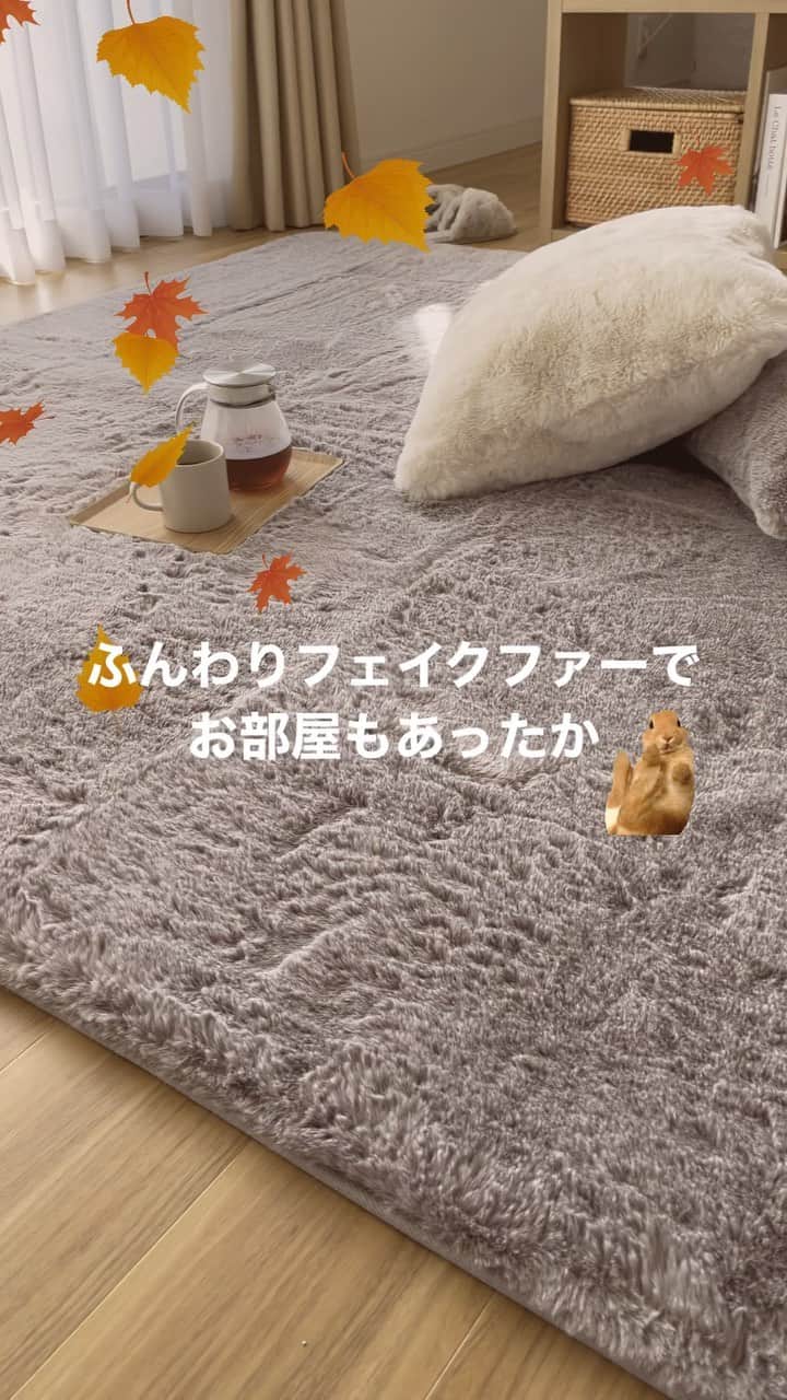 のインスタグラム：「ふんわりフェイクファーでお部屋をあたたかく。 ラグやクッションカバー、スリッパでとり入れて。 #ホームコーディ #homecoordy #イオンホームコーディ #フェイクファー #インテリア   フェイクファーをインテリアに取り入れてみたい人🙋‍♀️」