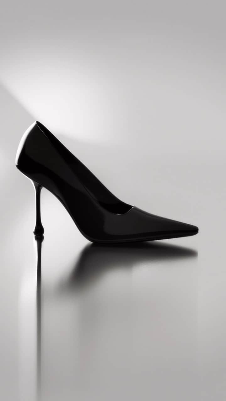 Jimmy Chooのインスタグラム：「Introducing the drop heel - a statement silhouette and exploration of the architecture of fashion. Shaped like a drop of liquid seemingly captured in motion, the foot seems to magically balance on a delicate curved heel beneath a tapering teardrop, this new signature is a celebration of design integrity. #JimmyChoo」