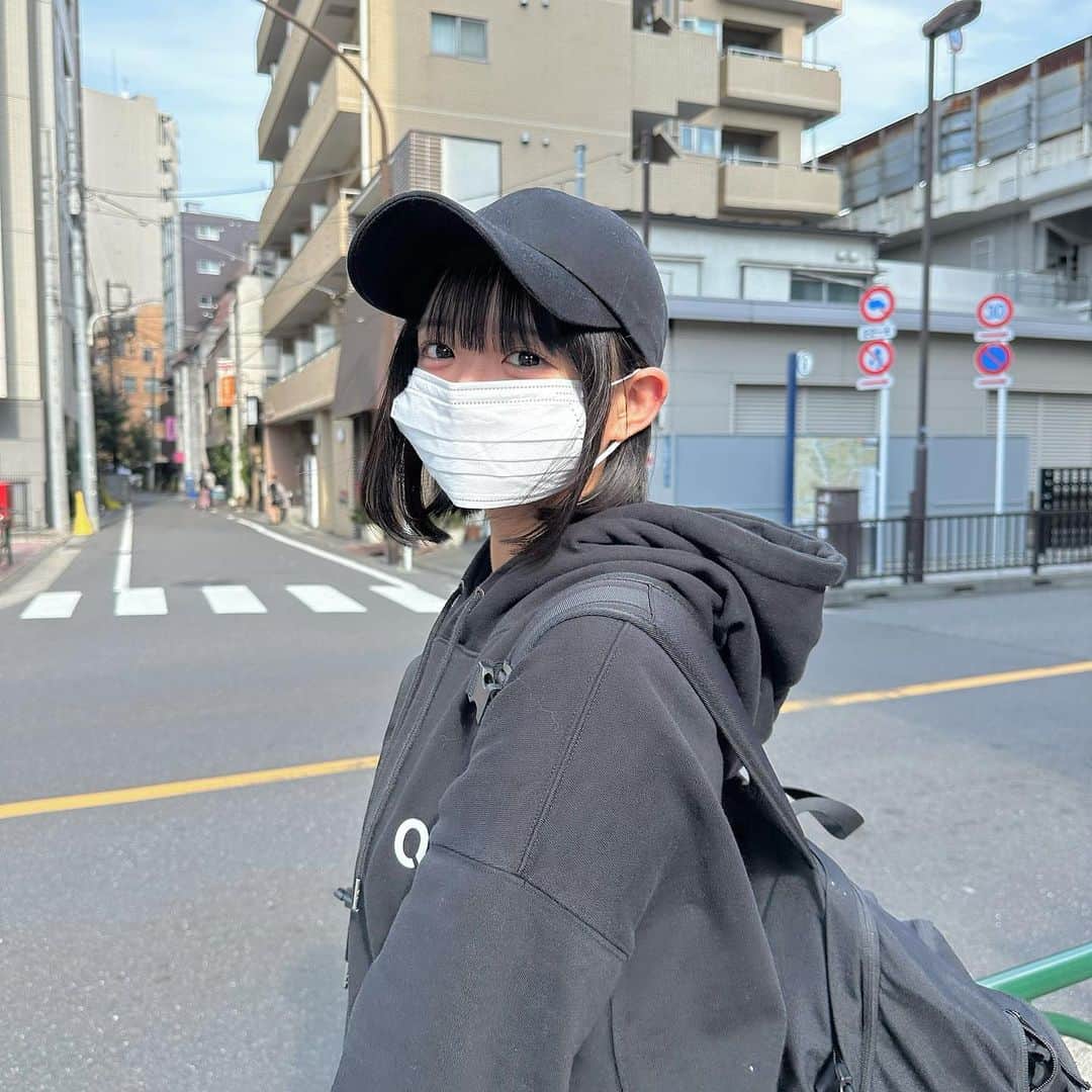 羽崎ほののインスタグラム：「真っ黒コーデだった」