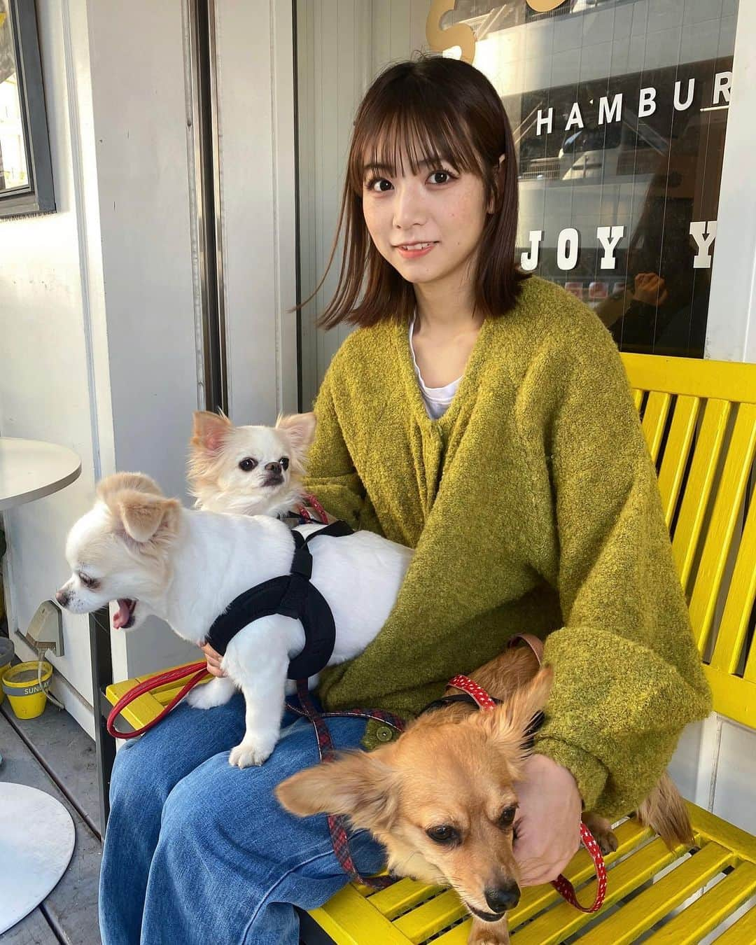 北野日奈子さんのインスタグラム写真 - (北野日奈子Instagram)「🦝🤎 この間わたしのお家におかゆちゃんがお泊まりに来てくれたので、お昼にハンバーガーを食べにみんなでお出かけしました🍔 おかゆちゃんおこげちゃんランプちゃんは持って行ったおやつを食べて私は特大ハンバーガーとポテトとコーラーで最強お昼ご飯でした🌟笑 気温が上がったり下がったりでお洋服も何を着ていいのやらですが、急な気温にも対応できるようにたくさんアウターを所持しているのでまた着た時に紹介します♡今年もかわいいアウターに出会えて嬉しい👻🍭 はやくイルミネーションがみたいなぁ、イルミネーションおすすめの場所があれば教えてください☺️ 大井競馬場は見に行く予定です♡♡♡🐎 #アウター着るの楽しみだけど本当は少し暖かいくらいがいい #本当に寒いと家から出れなくなる🏠 #そういえば最強コタツみたいなのTikTokでみたなぁ欲しいなぁ #PR #idem」11月6日 21時56分 - kitanohinako_official