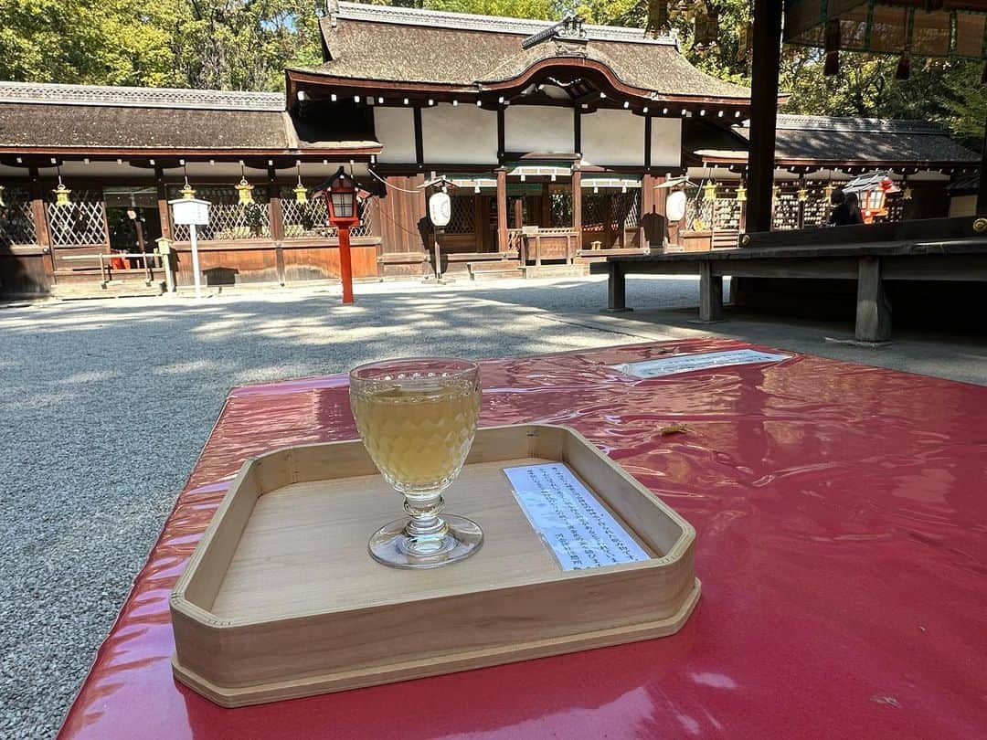 Atsukoさんのインスタグラム写真 - (AtsukoInstagram)「おついたちの下鴨神社へ参拝に。 本殿をお参り後は、申餅をいただいてから、河合神社へ進み、かりん美人水をいただくのが、下鴨神社参拝と糺ノ森散策のルーティン。 河合神社に訪れると月次祭の最中。神職さんの作法を見るのも久しぶりだったので、いつかどこかのタイミングで御祈祷受けたいなと思った、11月初めの暑い日和のとある1日。  #kyoto #下鴨神社 #糺ノ森 #京都」11月6日 22時46分 - atsuko12