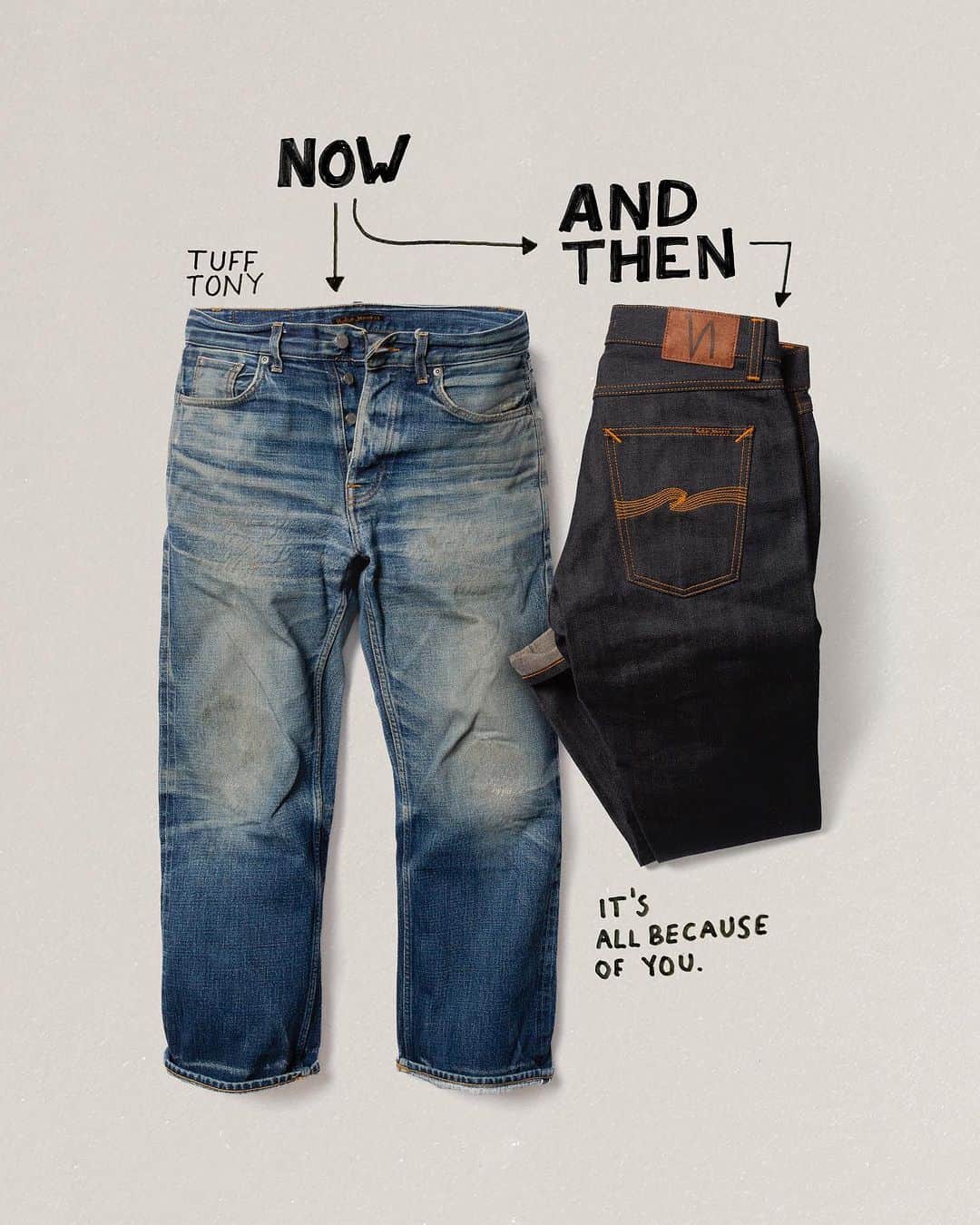 ヌーディージーンズのインスタグラム：「Time-worn, but timeless ⏳   #NudieJeans #CreateTomorrowsVintage」