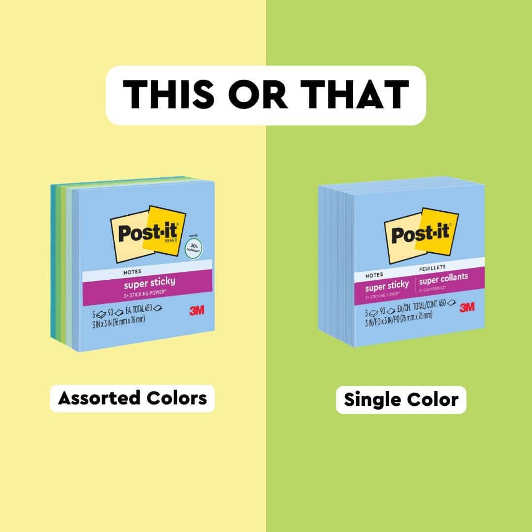 ポスト・イットのインスタグラム：「Which Post-it® Note pack is your go-to? 🤔 #postitnotes #postit #postitsuperstickynotes #stickynotes #stationerylover」