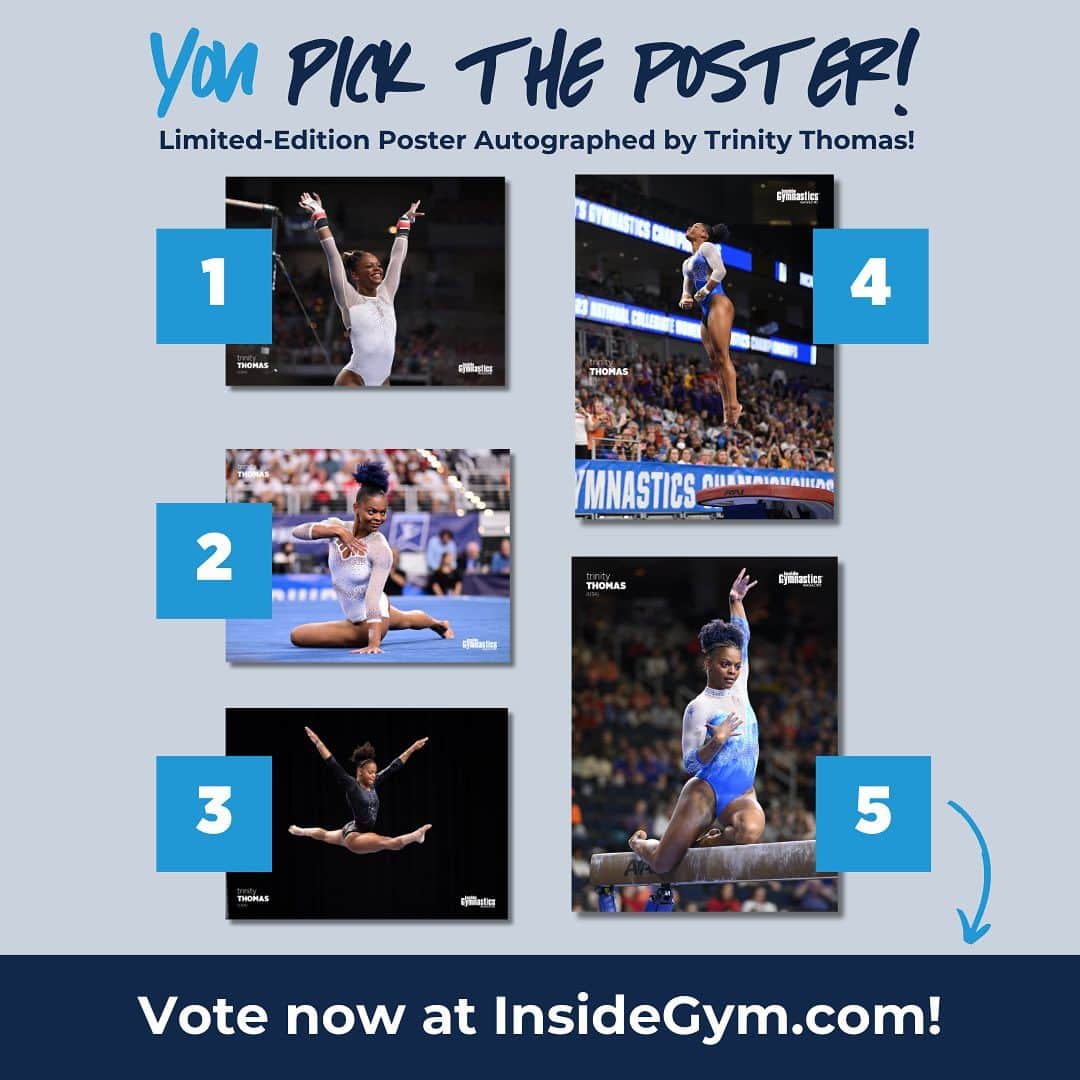 Inside Gymnasticsさんのインスタグラム写真 - (Inside GymnasticsInstagram)「Subscribe or Renew your subscription to Inside Gymnastics magazine for 3 years and you’ll receive a limited-edition autographed poster of Trinity Thomas FREE! ✍️ Head to InsideGym.com to vote for the poster you’d love to see!」11月7日 2時11分 - insidegym