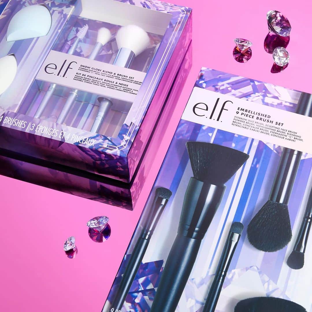 e.l.f.のインスタグラム：「Secure your spot on their nice list with these holy-grail gifts! 🎁 Holiday Sets are NOW AVAILABLE on elfcosmetics.com! ❄️   Expertly apply your fave e.l.f. formulas with festive flair! ☃️ Create party-ready looks all holiday szn at an OMG value with these exclusive gift sets! 🙌  Products featured: 🤍 Snow Globe Blend & Brush Set ($15) 🤍 Embellished 9-Piece Brush Set ($20)  Link in bio to shop these splurge-worthy sets! 😍 #elfcosmetics #eyeslipsface #elfingamazing #crueltyfree #vegan」