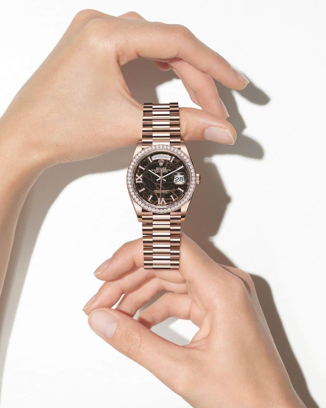 Harrodsのインスタグラム：「The @Rolex #DayDate, the union of elegance and innovation. The Day-Date 36 with an eisenkiesel dial and the Day-Date 40 with a green dial are both representations of the ultimate status watch.  Find #Rolex in Fine Watches on the Ground Floor.  #Harrods #HarrodsFineWatches #OfficialRolexRetailer」