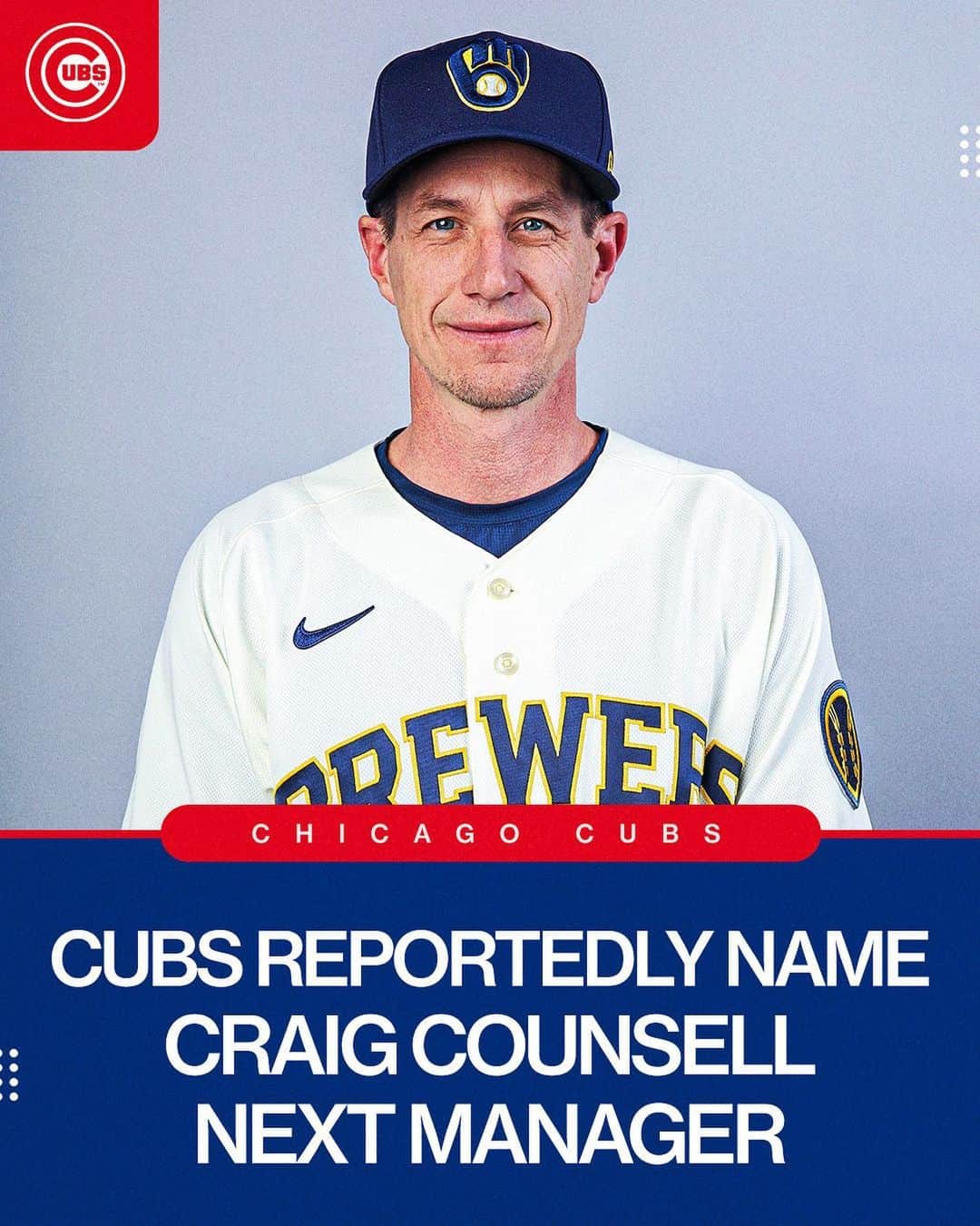 MLBさんのインスタグラム写真 - (MLBInstagram)「The Cubs will hire Brewers manager Craig Counsell as their next manager, per @MLBNetwork insider Joel Sherman.」11月7日 3時34分 - mlb