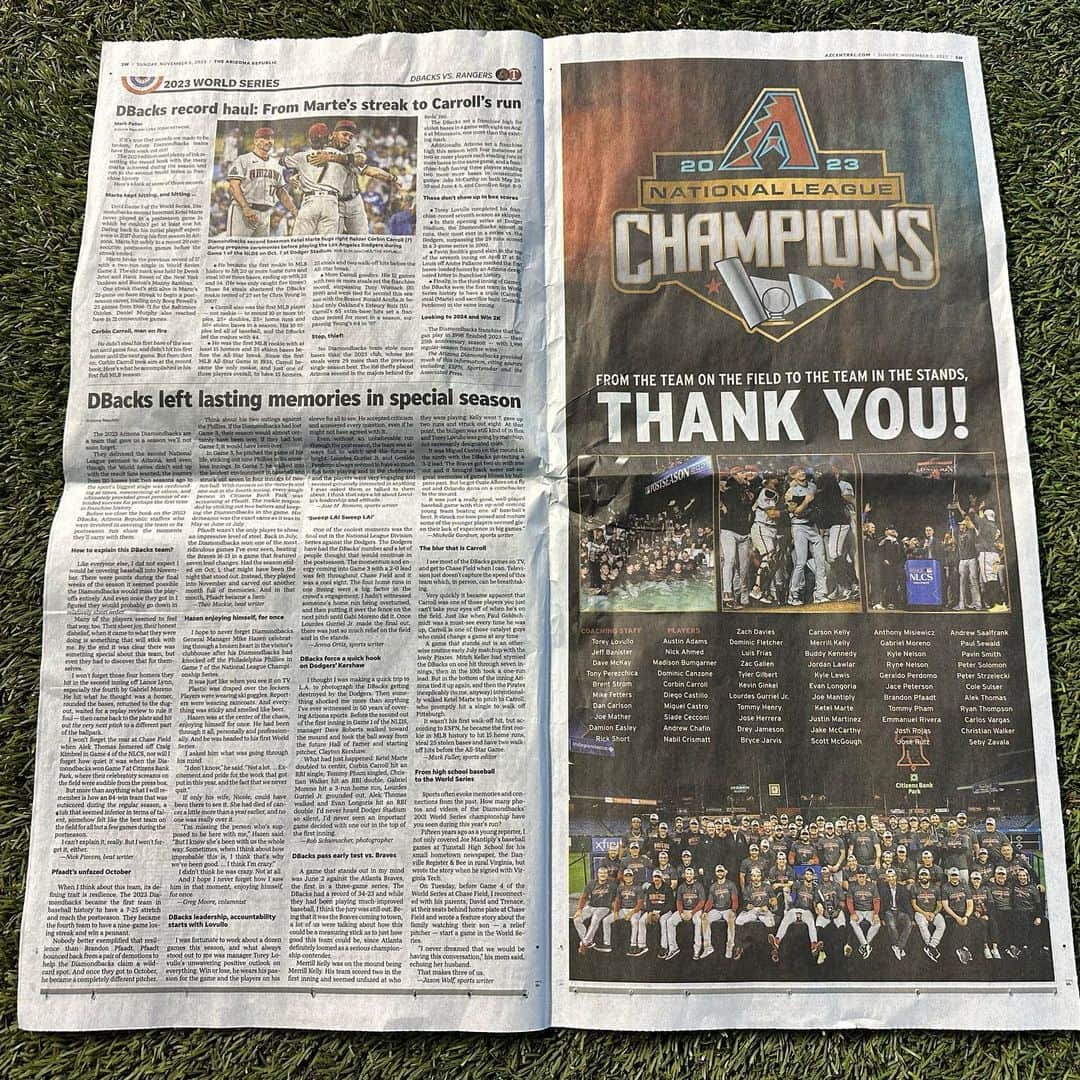 アリゾナ・ダイヤモンドバックスのインスタグラム：「From Sunday’s Arizona Republic. ❤️🩵」