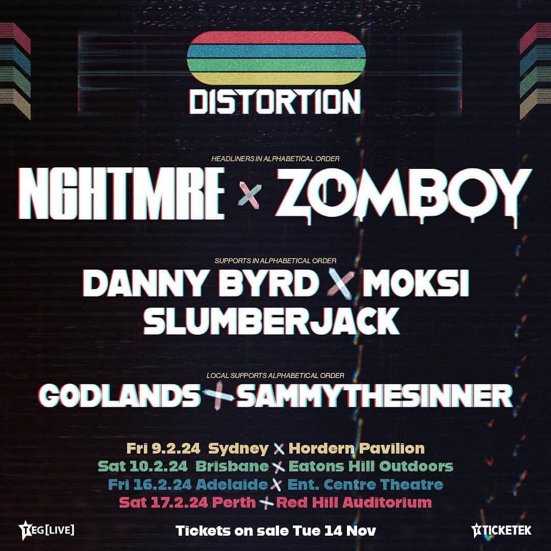 Zomboyのインスタグラム：「AUSTRALIA I'M BACK! I'll be on the road playing 4 shows for @distortionfest_ in February. 🧟  Presale starts Nov 9 at 11 am local time. Sign up at the link in bio.  See you there 🇦🇺」