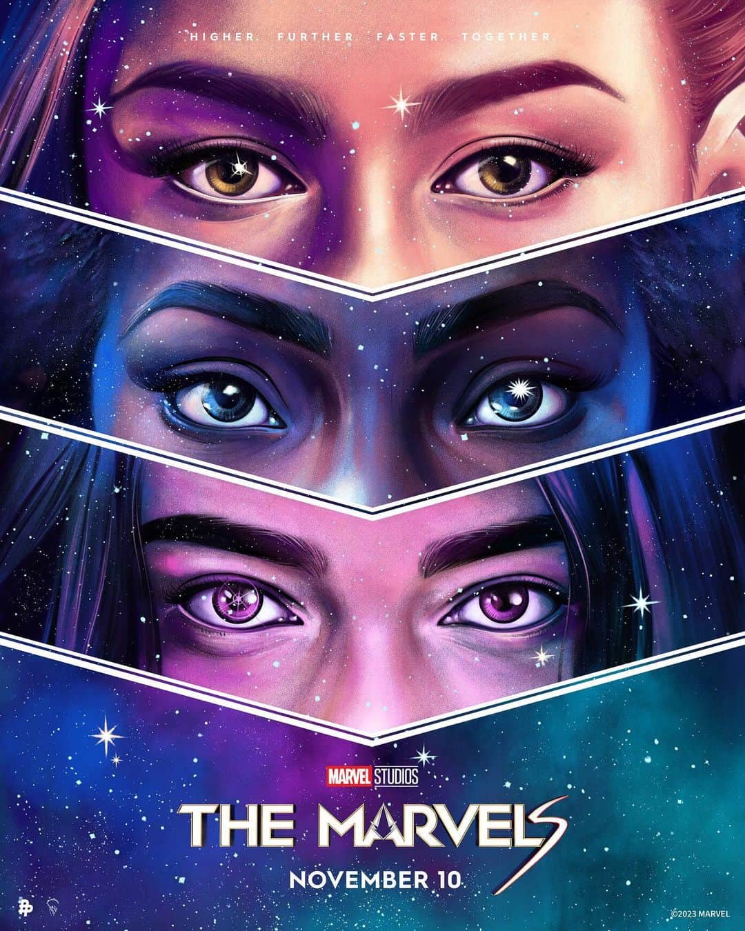 Marvel Entertainmentさんのインスタグラム写真 - (Marvel EntertainmentInstagram)「A cosmic trio ✨   Art by @kino_maniac inspired by #TheMarvels. See the film in theaters this Friday. Get tickets now at the link in bio.」11月7日 5時33分 - marvel