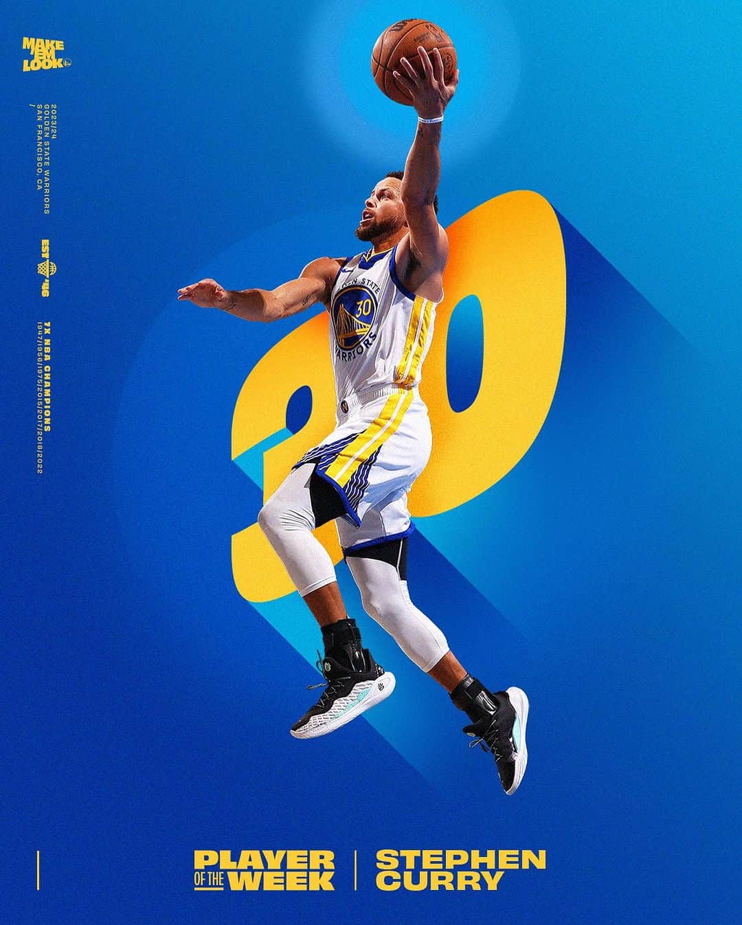 ゴールデンステート・ウォリアーズのインスタグラム：「The one and only  @stephencurry30 is your Western Conference Player of the Week ⚡️」