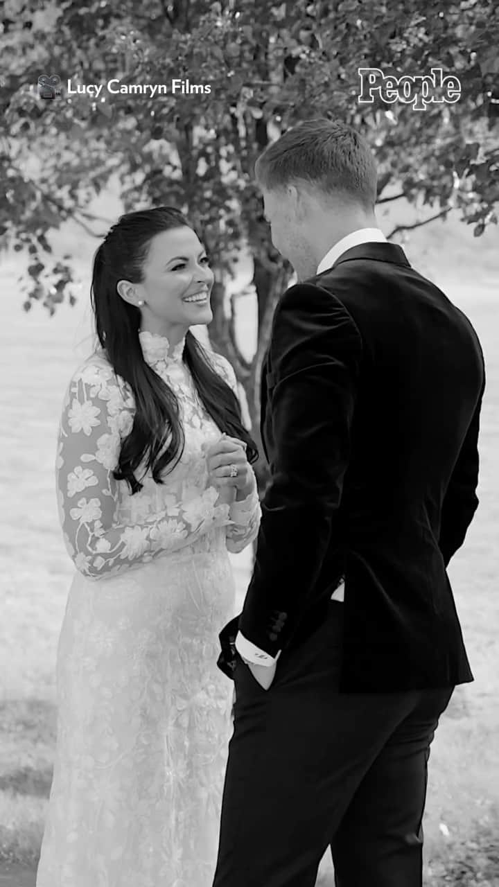 People Magazineのインスタグラム：「Introducing Mrs. Mock! 💍 #TheBachelor’s Tia Booth said her long-awaited wedding celebration was perfect from start to finish, and the best part of it all, she now shares the same last name as “her boys.” “I’m honored to be Taylor’s wife and Tatum’s mom. I love our life so much. As long as I have them, I’m happy.” 🤍 | 🎥: @lucycamrynfilms」