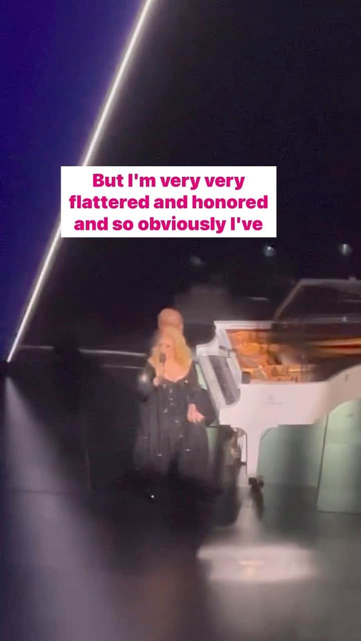 ハリウッド・リポーターのインスタグラム：「#Adele at her recent Vegas residency performance, shares her appreciation for being honored with THR’s Sherry Lansing Leadership Award at this year’s Women in Entertainment gala」