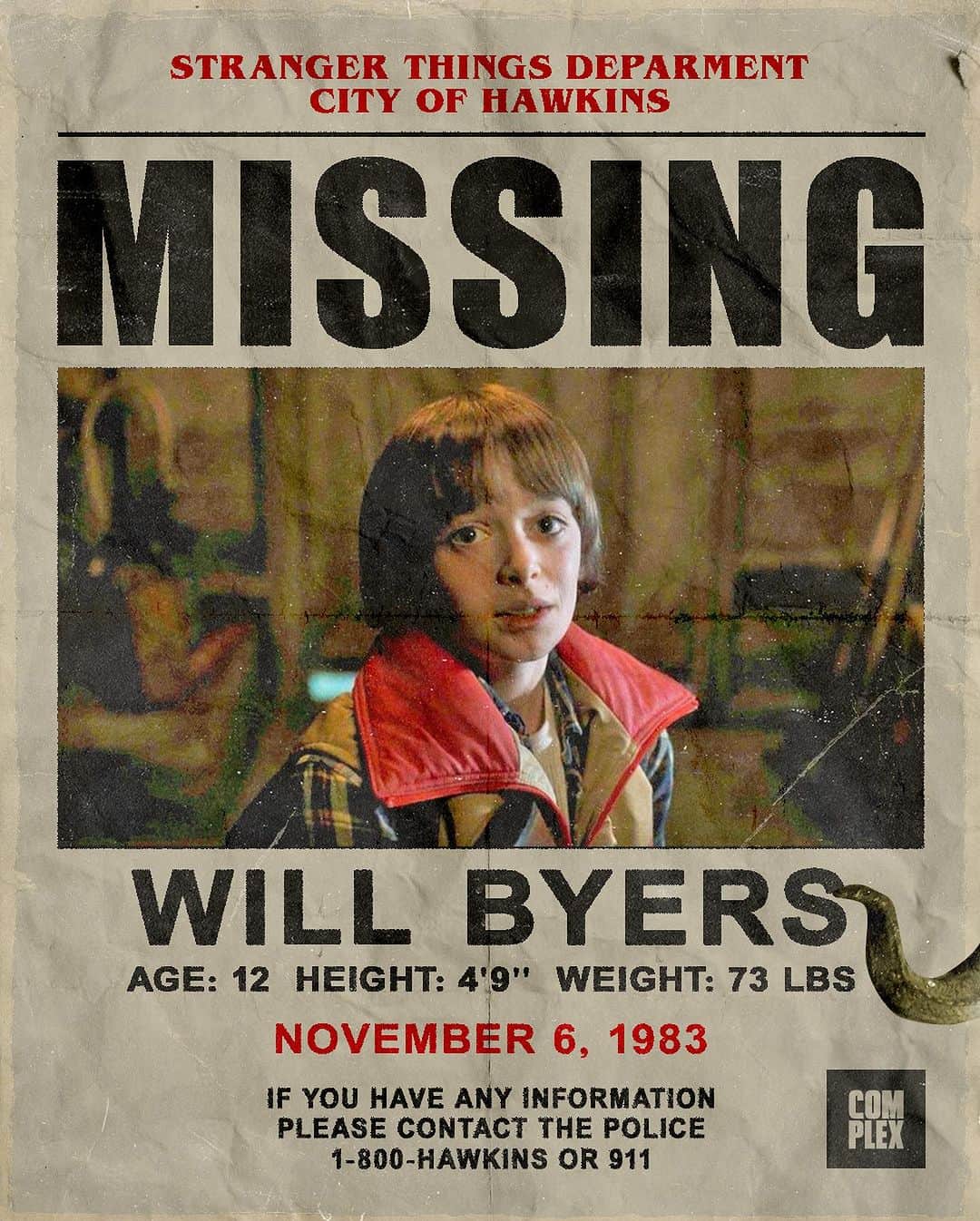 COMPLEXのインスタグラム：「Will Byers went missing 40 years ago today. 🗓️ @strangerthingstv   Happy ‘STRANGER THINGS’ day. 🍿」