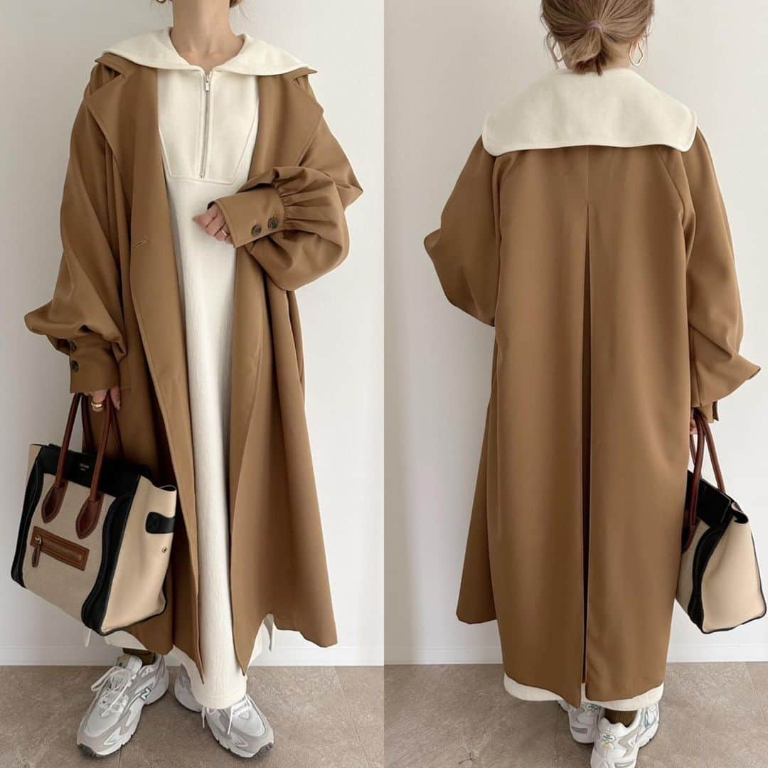 selectshop amieのインスタグラム：「大人気セーラーカラーワンピース♡ ivory即納です♡  着丈 108cm 身幅 55cm  綿55%　ポリエステル45%  しっかり厚手で透け感は ほとんど気になりません☺️  ---✂︎-----✂︎-----✂︎--- 低身長向けのお洋服 販売しております❤︎ @amie__1201  ぜひフォローお願いします☺︎ ---✂︎-----✂︎-----✂︎---  #低身長コーデ #低身長 #低身長ファッション #低身長女子 #低身長ママ  #プチプラコーデ #150cmコーデ #30代コーデ #おちびコーデ #148cmコーデ #149cmコーデ  #春コーデ #春服 #小柄コーデ #小柄女子 #小柄ファッション #小柄ママ #大人女子コーデ #低身長大人女子 #アラフォーママ #アラフォーコーデ」