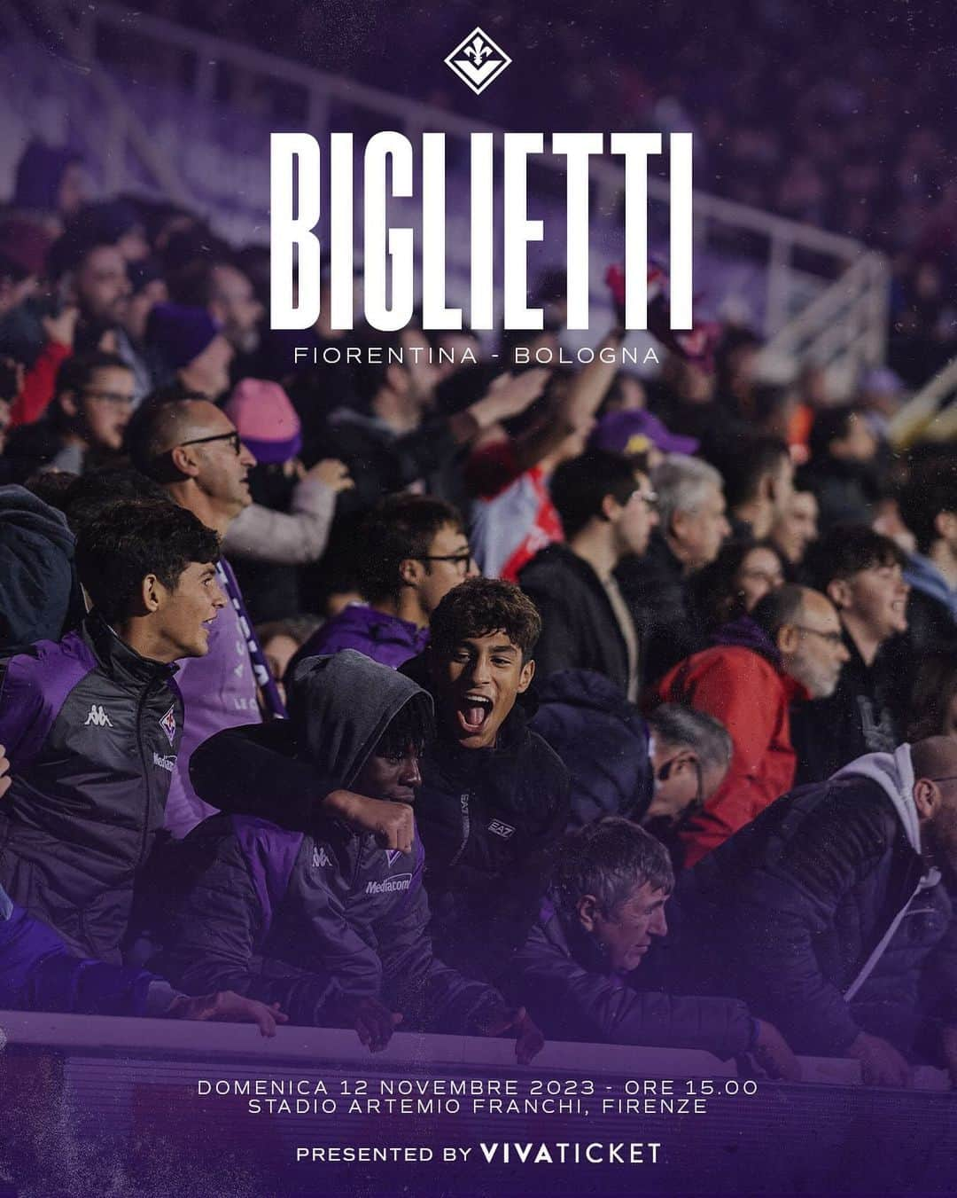 ACFフィオレンティーナのインスタグラム：「💜 Si torna al Franchi⚜️ ⚽️ Fiorentina-Bologna 🗓️ Domenica 12 Novembre, ore 15.00 🏷️ Acquista il tuo biglietto: link in bio  #forzaviola #fiorentina #fiorentinabologna #seriea」