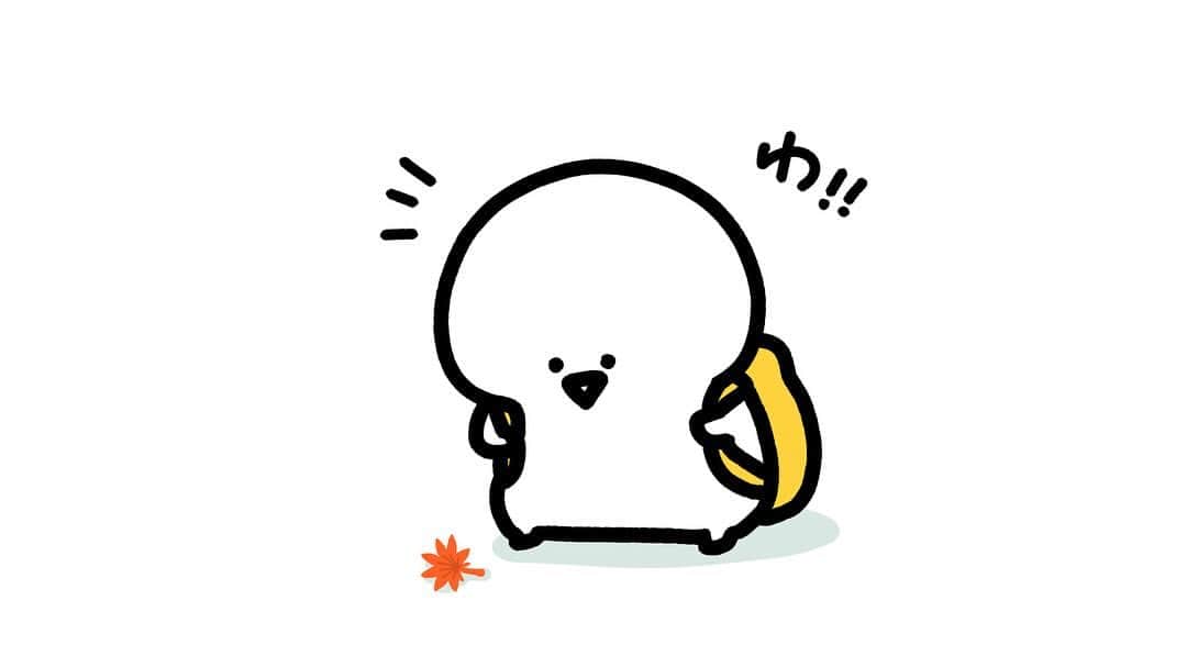お文具のインスタグラム：「もみじ拾った  #イラスト #お文具さん」