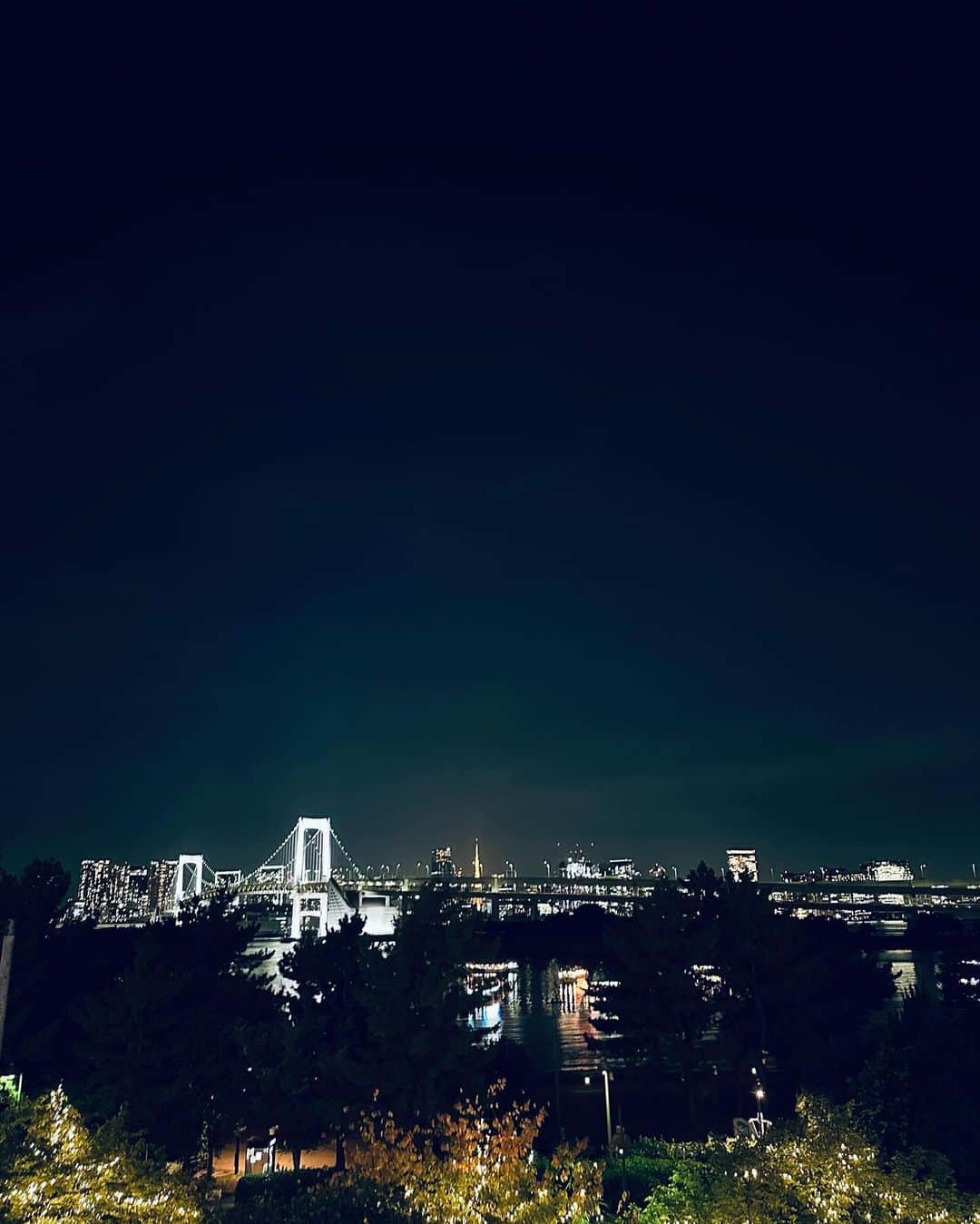 村上麻衣さんのインスタグラム写真 - (村上麻衣Instagram)「レインボーブリッジ🌈 と 東京タワー🗼  いまはお外で飲んでも 気持ちの良い季節ですね😊✨  お台場の東京湾に浮かぶ 色とりどりの屋形船も美しかったです。  #お台場#レインボーブリッジ #東京タワー #夜景が綺麗」11月7日 13時54分 - maimaisue