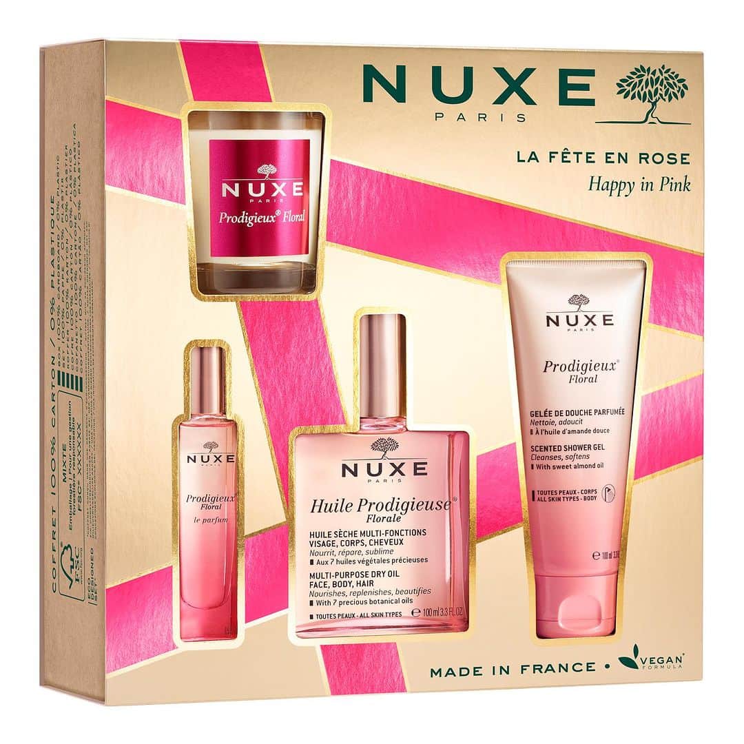 Nuxe Japanさんのインスタグラム写真 - (Nuxe JapanInstagram)「. <プロディジュー フローラル コレクション キット>  フレッシュなフローラルの香りで、 楽しく華やいだ気分を演出するプロディジュー フローラル オイル。  爽やかで女性らしいフローラルの香りが お好みの方におすすめのコフレです。 自分へのご褒美や大切な方へのギフトにも。  セット内容： プロディジュー フローラル オイル 100mL［現品］ プロディジュー フローラル シャワー ジェル 100mL プロディジュー フローラル ル オードパルファム 15mL プロディジュー フローラル キャンドル 70g  11/8(水)より公式オンラインにて先行発売スタート。 数量限定発売となっておりますので、 お早目にお買い求めくださいませ。  #NUXE #ニュクス #ニュクスオイル #nuxeオイル  #ニュクスプロディジューオイル #ナチュラルコスメ #自然派コスメ #フェイスケア #ボディケア #ヘアケア #ハンドケア #ネイルケア #スキンケア #プロディジューオイル #オイル #美容オイル #美肌ケア #ヘアオイル使い方 #オイル美容  #フェイスオイル #クレンジング #オーガニックコスメ #クリスマスコフレ #クリスマスギフト #クリスマスコフレ2023 #クリスマス準備 #ホリデーコフレ #ホリデーギフト」11月7日 14時45分 - nuxe_japan
