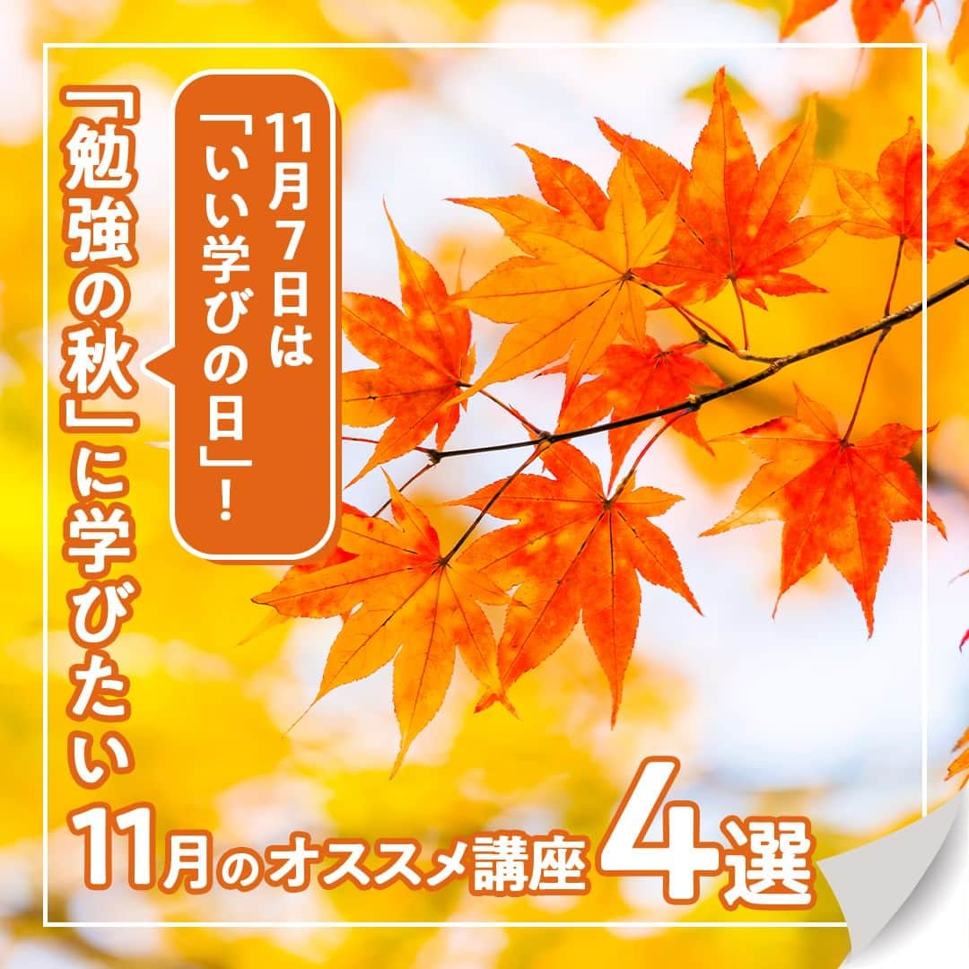 生涯学習のユーキャンのインスタグラム：「＼📚本日最終日！いい学びの日キャンペーン実施中📚／ ⁡ ⁡ 本日11月７日を「いい（11）学び（07）の日」に制定💡 記念日の制定を記念して、「新しい一歩を！学び応援キャンペーン」を実施しています！ ⁡ Instagramでは、フォロー＆コメントで「giftee Cafe Box 1,000円分」を30名様にプレゼント🎁​ ⁡ さらに、期間中にユーキャンWEBサイトから受講申し込みされた方のうち、「giftee Cafe Box 5,000円分」を10名様に、「Panasonic社製目元エステ」を１名様にプレゼントします🎉​ ⁡ キャンペーンは本日11月７日(火)まで！ 詳しくは11月１日(水)の投稿をチェック✓ ⁡ 今月は、新しい一歩を踏み出すのにおすすめの講座やこの時期にピッタリな講座をご紹介します！ この機会に、ユーキャンで「学び」を始めてみませんか？ ⁡ 👇他にもオススメ講座がいっぱい👇 ＊ … * … ＊ … * …＊ ＜メンタルヘルス・マネジメント(R)検定講座＞ 自身や周囲の心の不調に早期に気づき、正しく対処する方法が身につきます。 ストレスを緩和する知識を得て、自らケアを行えるようになりませんか？💊 ⁡ ＜社会福祉士講座＞ 🌟教材リニューアル🌟 高齢者や障害のある方などへ助言や支援を行えるように！ キャリアアップはもちろん、福祉分野の職種で就職・転職に役立ちます🏢 ⁡ ＜コスメ検定(R)講座＞ 美容に関する幅広い知識を身につけることができます💄 お肌の乾燥が気になるこの時期、自分に合ったコスメ選びやスキンケアを実践しませんか？ ⁡ ＜運行管理者（貨物）講座＞ 🌟教材リニューアル🌟 トラックなどの事業用自動車が安全に進行できるように、管理・監督を行います。 国家資格で、運送・物流業界での活躍が期待されています✨ ＊ … * … ＊ … * …＊ ⁡ 講座の詳細は、ユーキャン(@ucan_official)のプロフィールにあるURLをタップして検索🔎 ⁡ ⁡ #ユーキャン #ユーキャンで資格 #資格マニア #資格取得 #資格勉強 #おとなの勉強垢 #社会人の勉強垢 #おすすめ講座 #自分磨き #宅建 #食生活 #紅葉狩り #大掃除 #メンタルケア #社会福祉士 #乾燥肌 #芸術の秋 #学び #キャンペーン実施中 #キャンペーン」