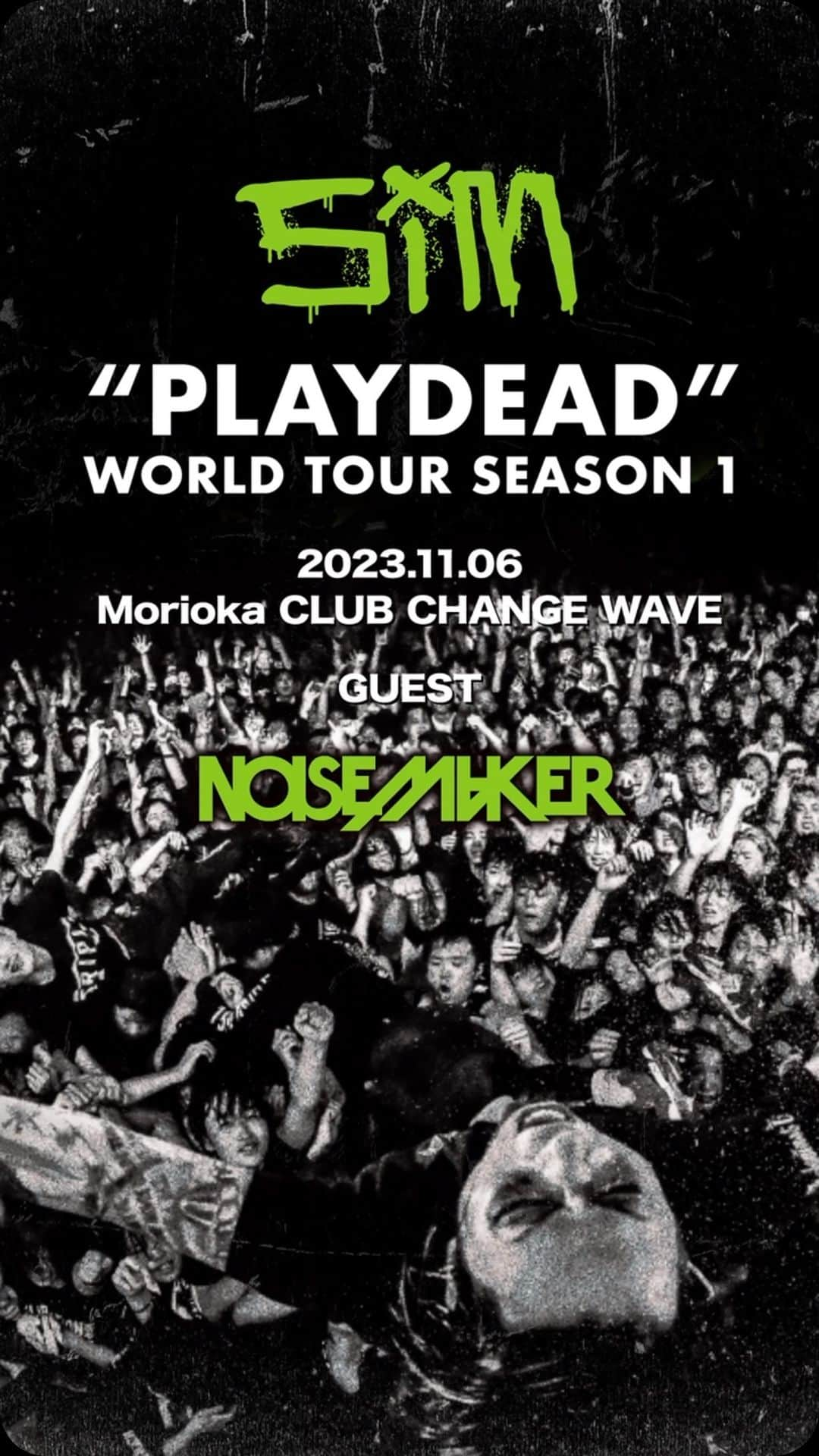 SiMのインスタグラム：「“PLAYDEAD” WORLD TOUR SEASON 1 at 盛岡 CLUB CHANGE WAVE  GUEST：NOISEMAKER  filmed by @jieimogi   #SiM #SiM6th #PLAYDEAD」