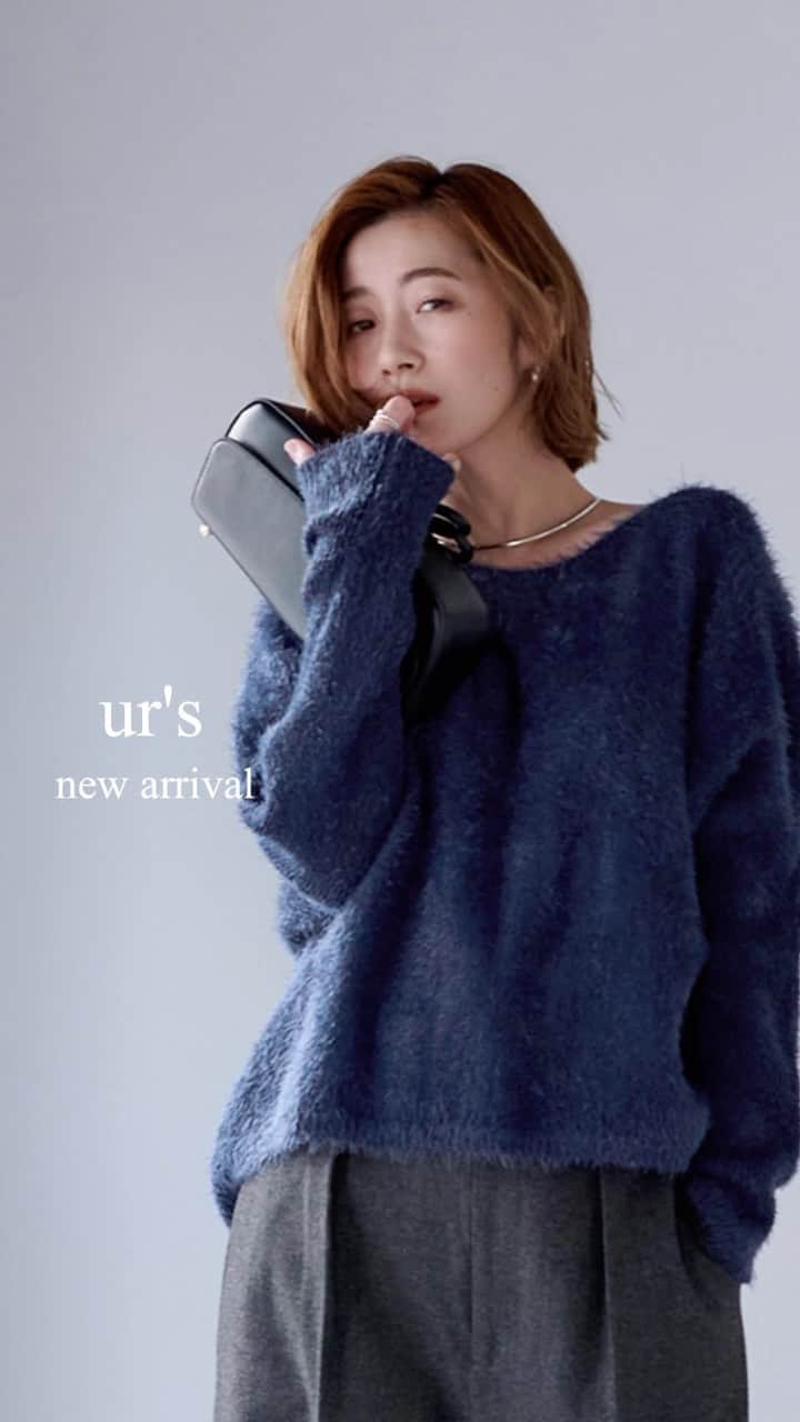 ur'sのインスタグラム：「new arrival 11/7（火）販売の新作アイテムをご紹介   ▶︎ ボートネックシャギーニット ¥5,929（税込） size:S/M/L color:オフホワイト/ネイビー No.BCXU1563  ▶︎袖スリットスウェットプルオーバー ¥7,689（税込） size:F color:オフホワイト/グレー/ブラック No.BDW16165   #urs #urs_official  #ユアーズ」