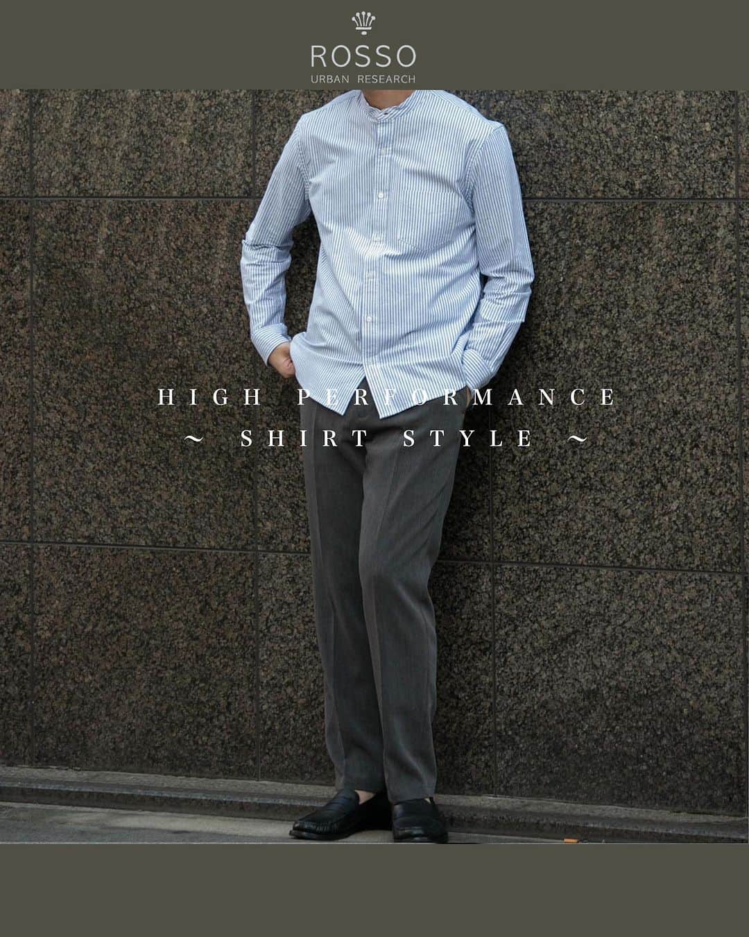 ROSSO MENのインスタグラム：「・  @urban_research_rosso_men ↑他の投稿もチェック！！  HIGH PERFORMANCE  ～ SHIRT STYLE ～  グレーのセットアップのインナーに合わせたスタイリング ブルーのストライプは相性抜群でバンドカラーが程よく抜け感を出し全体をまとめています  ーーーーーーーーーーーー 《画面をタップすると商品詳細をご覧いただけます》  model:178cm   ［トップス］ ハイパフォーマンスオックスボタンダウンSH カラー:SAX STRIPE / サイズ : L / ￥6,490（tax in)  ［パンツ］ ハイパフォーマンスウォームイージースラックス  カラー:CCL CHECK / サイズ : L / ￥8,910（tax in)  アイテムは画面タッチでチェックできます！！ ーーーーーーーーーーーー  #メンズ #urbanresearch #アーバンリサーチ #urbanresearchrossomen#アーバンリサーチロッソメン #秋服コーデ #秋冬コーデ #大人カジュアル #きれいめカジュアル #大人カジュアルコーデ #きれいめカジュアルコーデ #ギフト #ギフトにおすすめ #おすすめギフト #ootd #スタイリング #スタッフスタイリング #大人きれいめコーデ #着映えコーデ #メンズファッション #大人カジュアルスタイル #おでかけコーデ #お出かけコーデ」