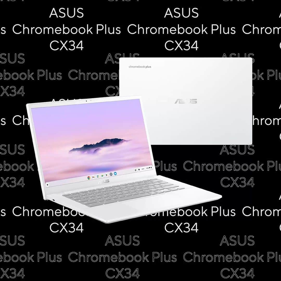 ASUSのインスタグラム：「Sleek and lightweight, ASUS Chromebook Plus CX34 is available in two statement shades.  Coupled with durable hinges that enable a full 180-degree lay-flat position, it’s easy to share your screen — anywhere.  #ChromebookPlus #ASUS」