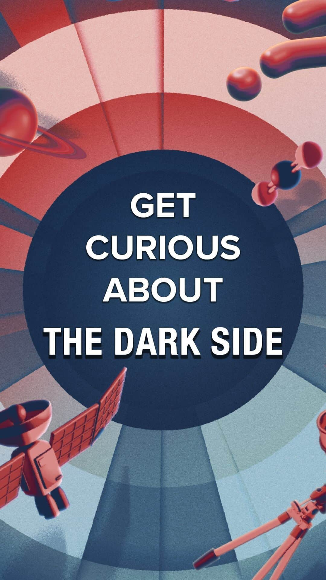 NASAのインスタグラム：「Matter that we can see makes up only 5% of the known universe - the rest is dark matter and dark energy!  But, what does that mean? 🧐  Join us this week on NASA’s Curious Universe podcast as we journey to the dark side. Listen in your favorite podcast app!  Video description: 0:00 Man wearing headphones talks to camera 0:04 Screen blurs and a purple clock passes across the screen 0:07 Back to man with headphones, speaking to camera 0:12 NASA’s Curious Universe logo appears full screen. The logo is an illustration of a navy blue circle with a logo in the center that reads “NASA’s Curious Universe” in white letters with stars in the upper left and bottom right. Surrounding the circle, there are panels of shades of alternative reds and blues with red icons floating. 0:15 Back to man with headphones, speaking to camera 0:16 Camera zooms and edges of frame darken 0:17 Back to man with headphones, speaking to camera 0: 23 Close up of the Moon 0:24 Zoom in from a night sky transitioning to a flythrough of the universe 0:26 Back to man with headphones, speaking to camera 0:54 NASA’s Curious Universe logo appears full screen and flips to NASA podcast logo.  #CuriousUniverse #Curious #space #NASA #DarkMatter #spacescience #DarkEnergy」