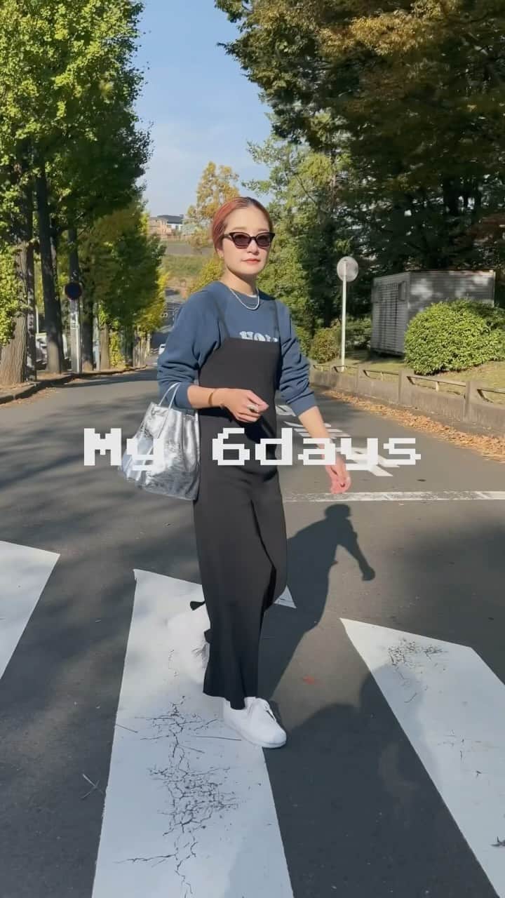 川島幸恵のインスタグラム：「😇😇😇 ⁡ 毎日暑くてスウェット着がち💭 最近のコーディネート💫 ⁡ ⁡ #SHENERY_official #sweatshirt #vintage #skirt #pants #dress #SHENERY #jacket #tela #glasses #eyevan #yinyear  #layered #layeredstyle #fashion #styling ⁡」