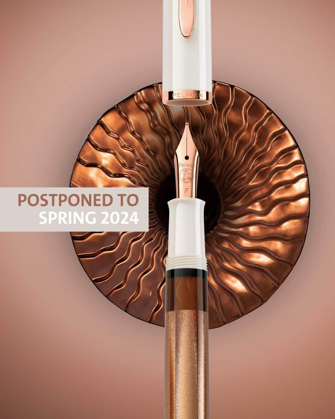 ペリカンのインスタグラム：「This beautiful new series 200 Copper rose gold needs some more days to be prepared. In the final quality check there was an issue detected that didn´t match our high quality expectations. We will re-work it and offer the product in the well-known high quality standard! Keep your excitement for Spring 2024, we are sure its worth it!  #PelikanPassion #CopperRoseGold」