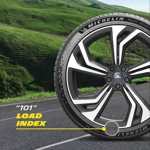 ミシュランのインスタグラム：「We’re back with more #TireTips. That number on your tire is the load index. For example, a 101 Load Index means that one tire can hold up to 1,819 lbs. This is helpful for knowing the maximum weight all your tires can carry. ⁣ ⁣」