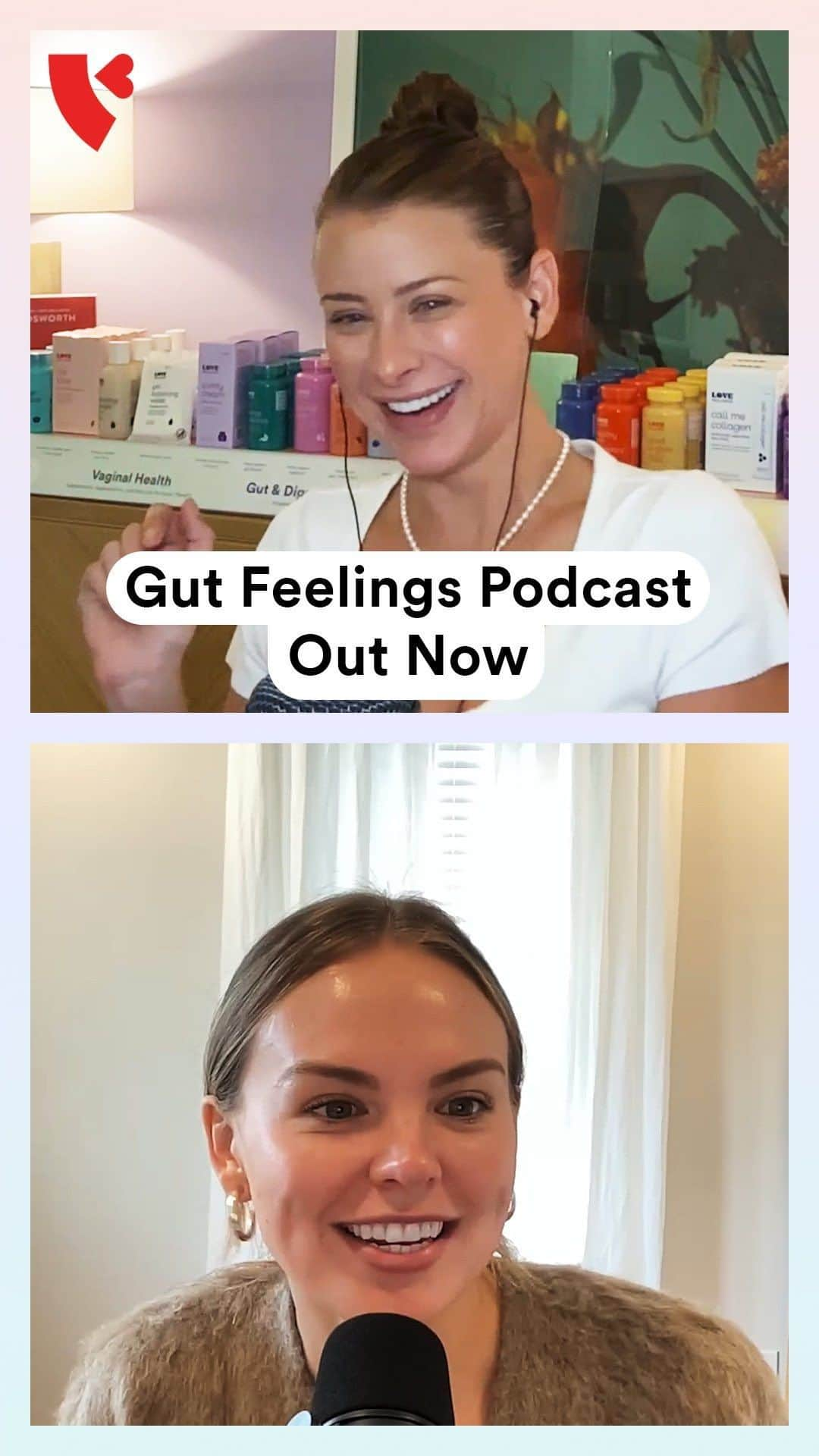 ロー・ボスワースのインスタグラム：「I am so excited to share our new @LoveWellness podcast, Gut Feelings! 💗   My guests and I will tackle YOUR questions about the head, heart, and health - even the ones you’re too embarrassed to ask in the group chat.  Hit the link in my bio to hear Episode 1 with the one and only @hannahbrown 🫶」